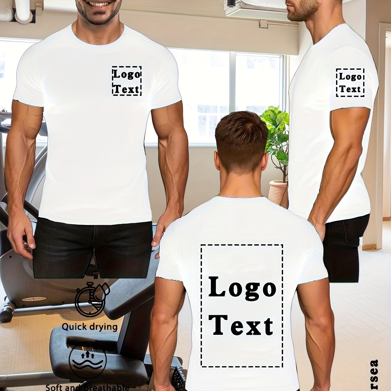 TEMU T-Shirt Homme Personnalisé - Impression Photo/Motif/Logo, Coupe Regular Col Rond Manches Courtes, Confort Toutes , Lavable en Machine, Vêtement