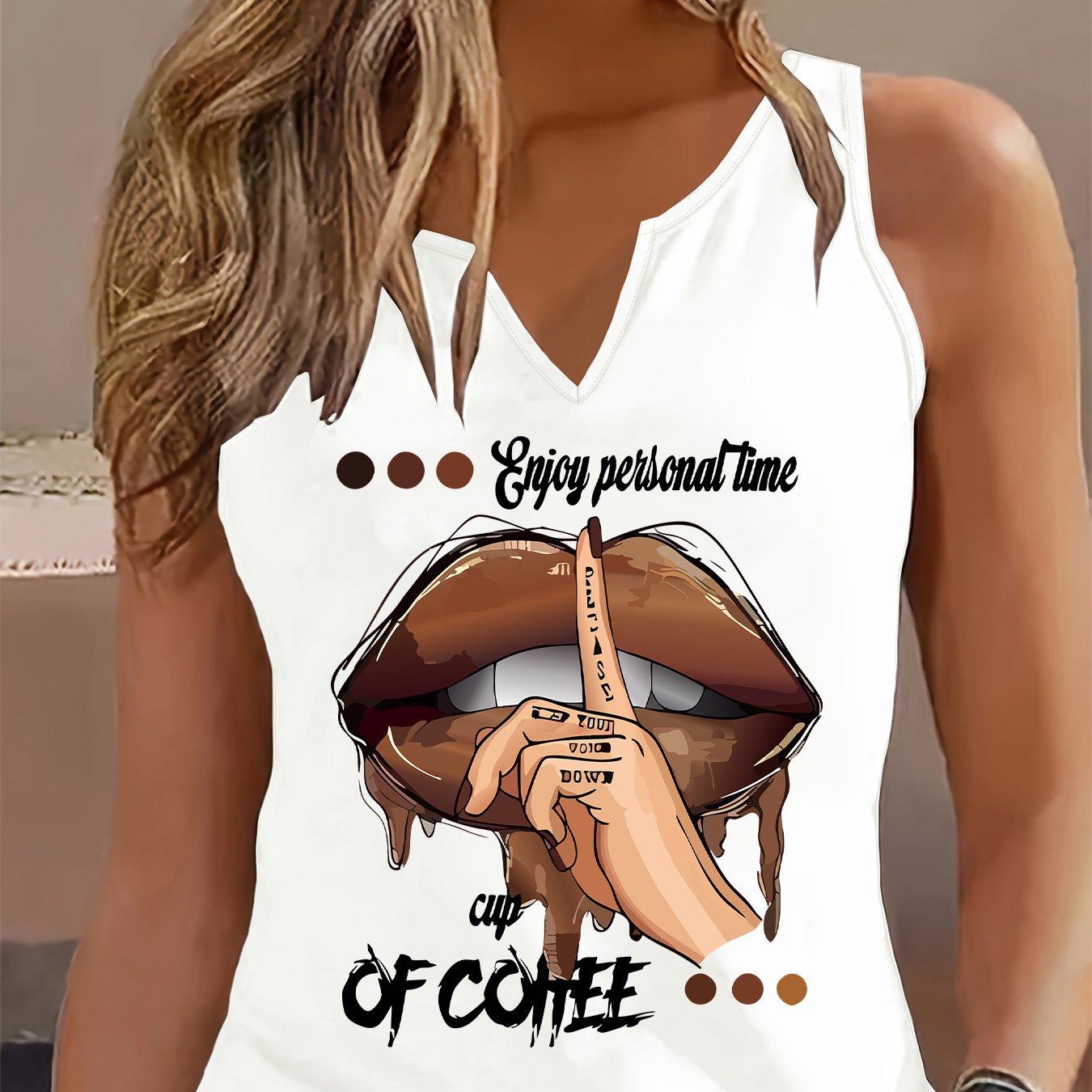 TEMU Graphic Print Tank Top, Sleeveless Casual Top For Summer & Spring, Women's Clothing