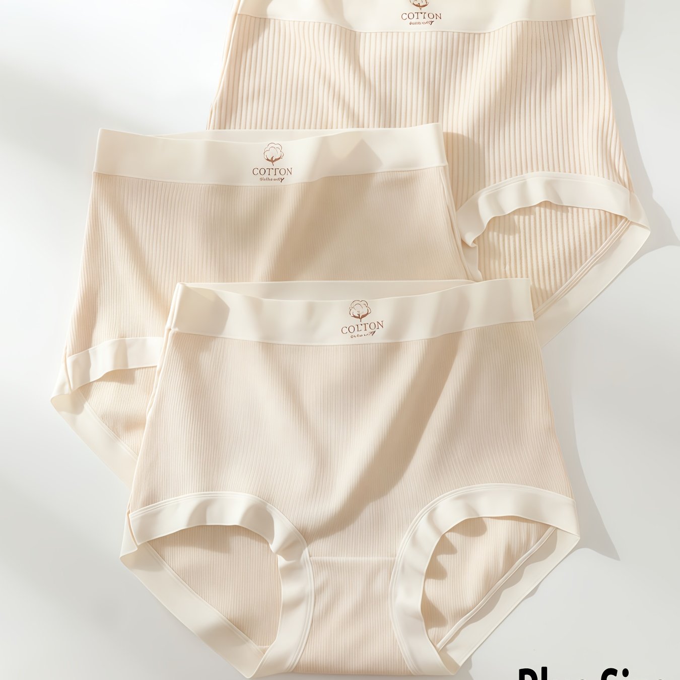 3pcs Plus Size Letter Print Briefs, Comfy And Breathable High Waist Stretchy Panties, Plus Size Women's Lingerie & Underwear