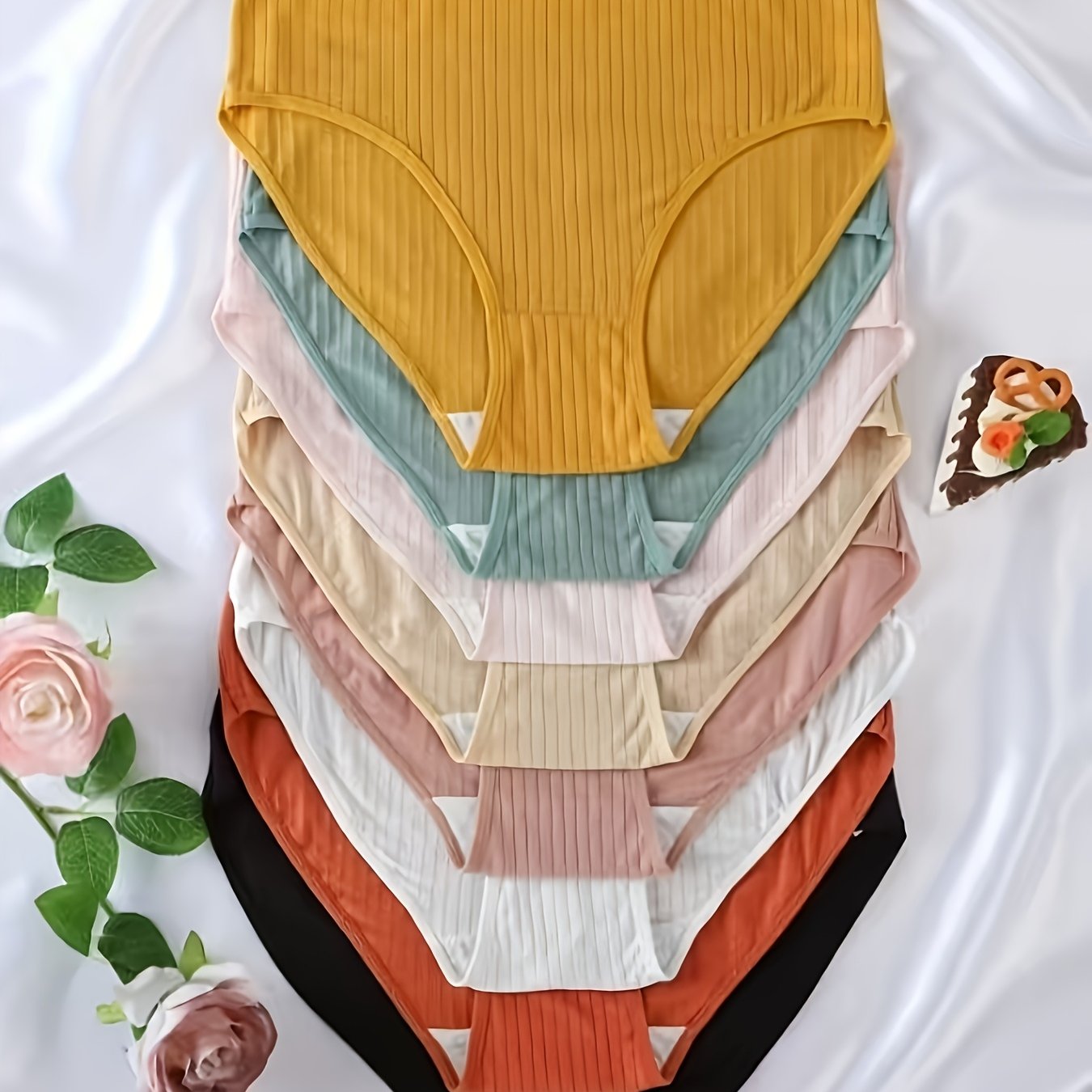 E-shop 7er-Pack Sortierte Plus Size Damen High-Waist Bequeme Unterwäsche, Week Panties, Zufällige Farben