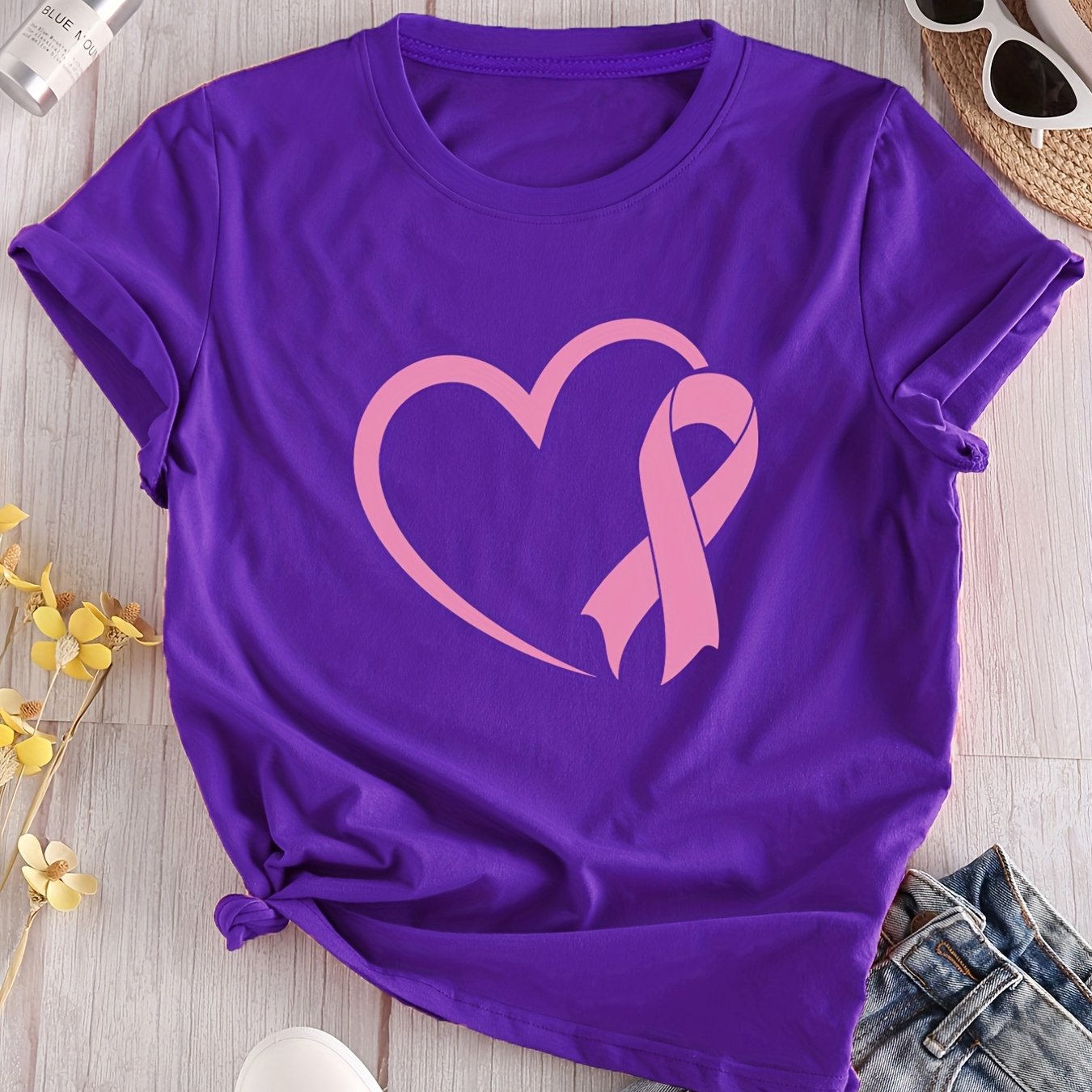 TEMU Breast In October, We Wear Pink Breast Logo T-shirts To And . Suitable For Charity Team Large-scale Events