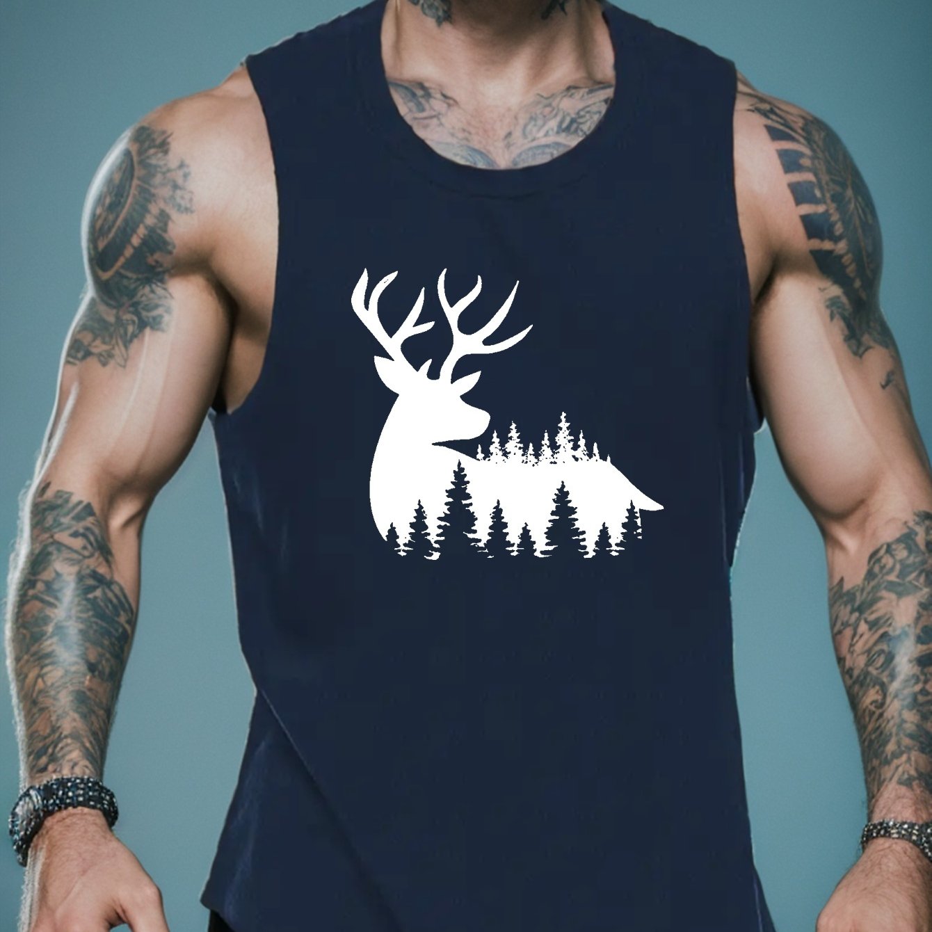 TEMU Print Men's Quick Dry Moisture-wicking Breathable Tank Tops, Bodybuilding Sports Sleeveless Shirts, Men's Vest For Workout Running Training