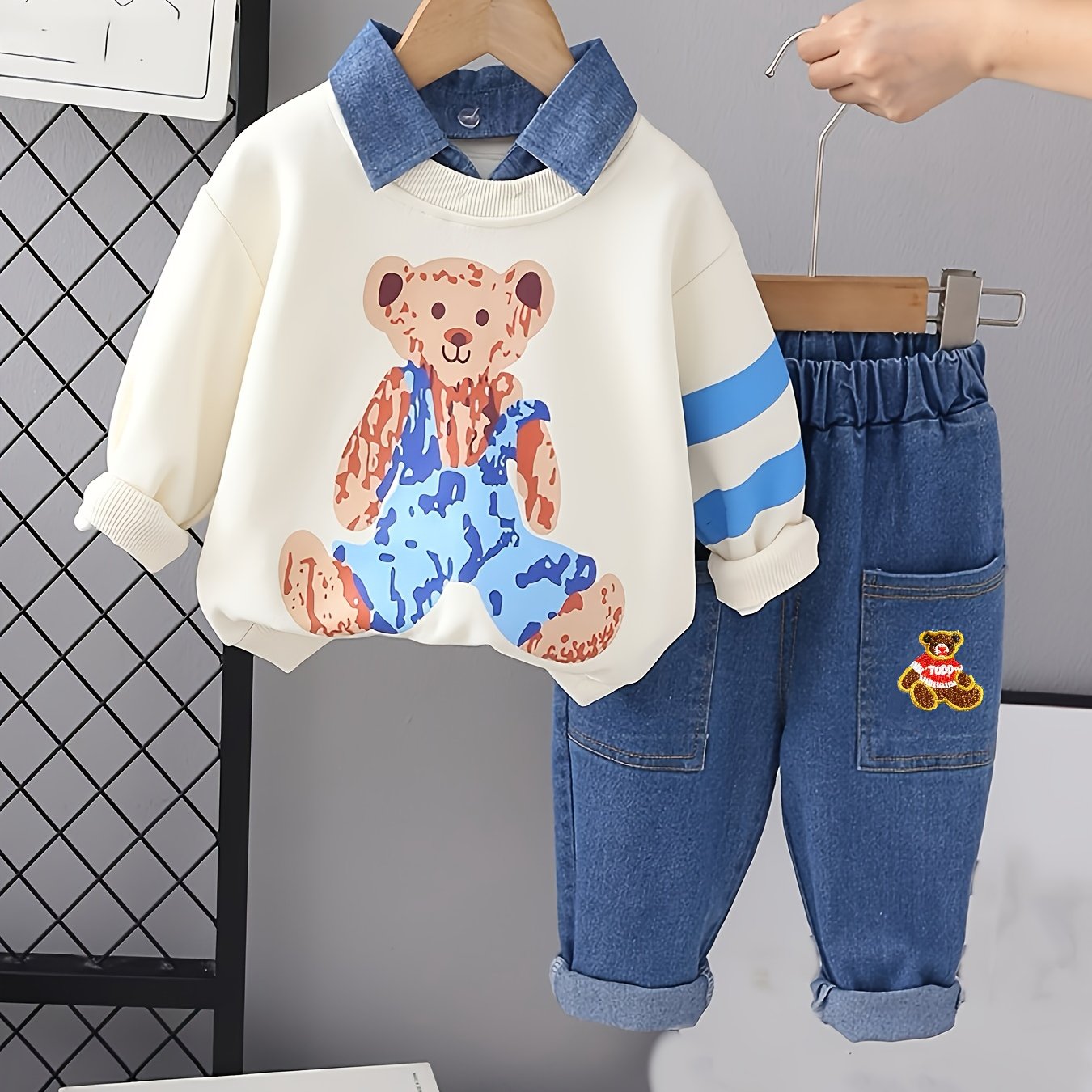 Image of Boys' Spring Autumn Sports Hoodie Set, Autumn Casual Clothes Two-piece Sets, For Outdoor