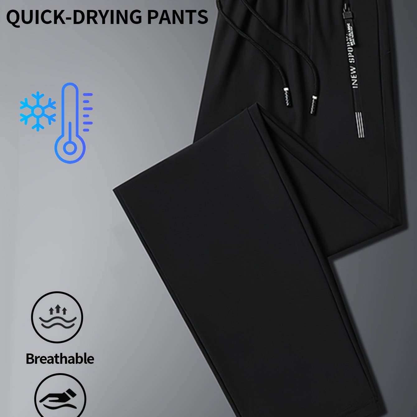 TEMU Men's Summer Athletic Pants, Lightweight Stretch Quick-dry Design For Running, Climbing & Outdoor Activities, Cool Breathable Sporty Style