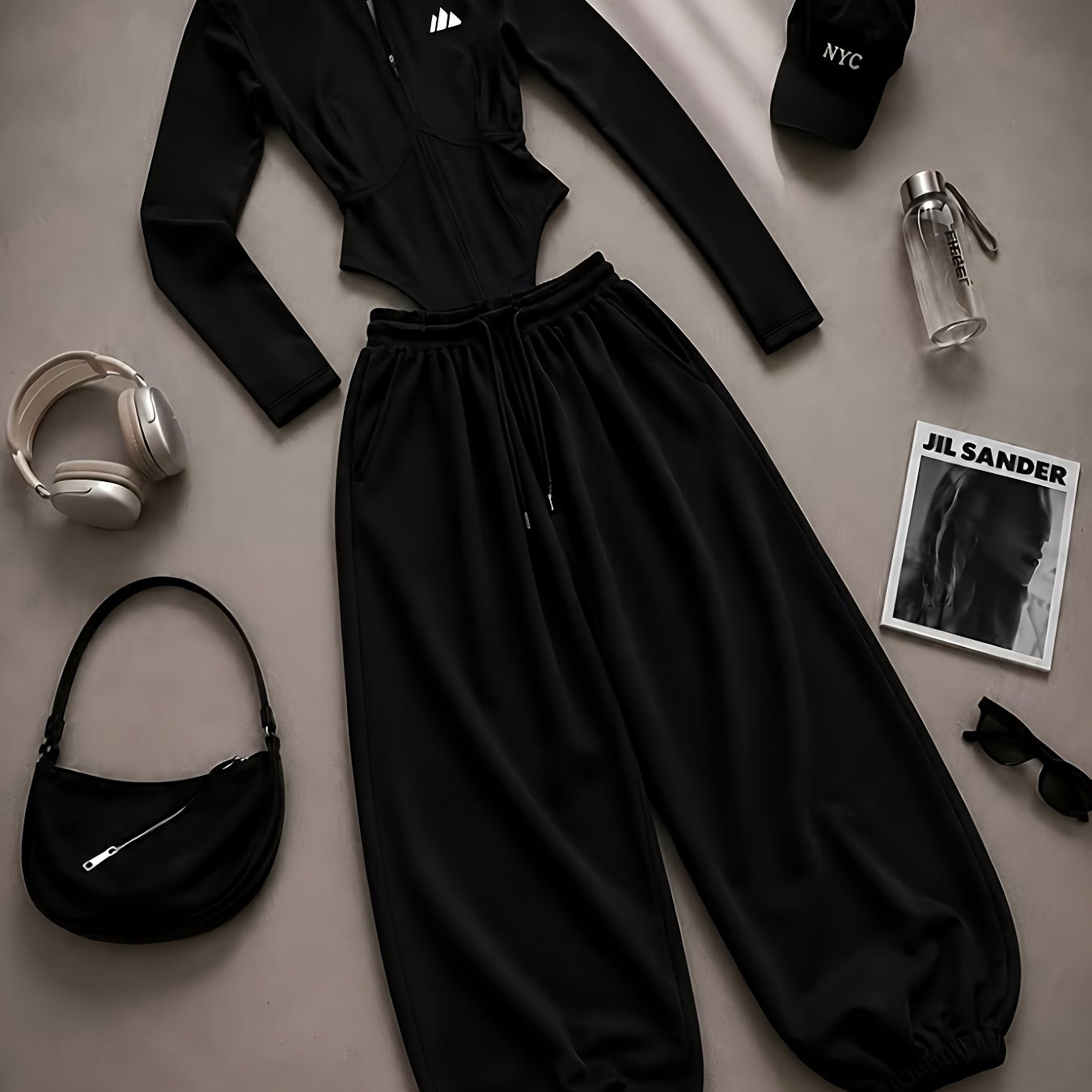 TEMU Women' Color Round Neck Long Sleeve Bodysuit And Casual Long Pants 2pcs Set, Slim Fit Versatile Fall Basic, Comfortable Fashion Spring/autumn