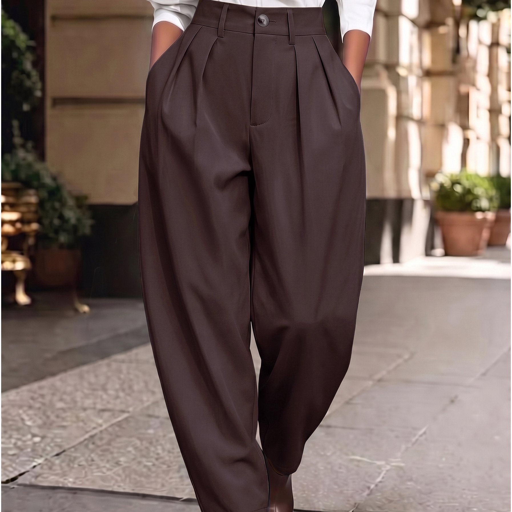 TEMU Women' Color Long Trousers, Easy And Fashionable, Versatile And, Vacation, Work, Elegant, Suitable For Dates, Holidays, Spring/autumn New Styles