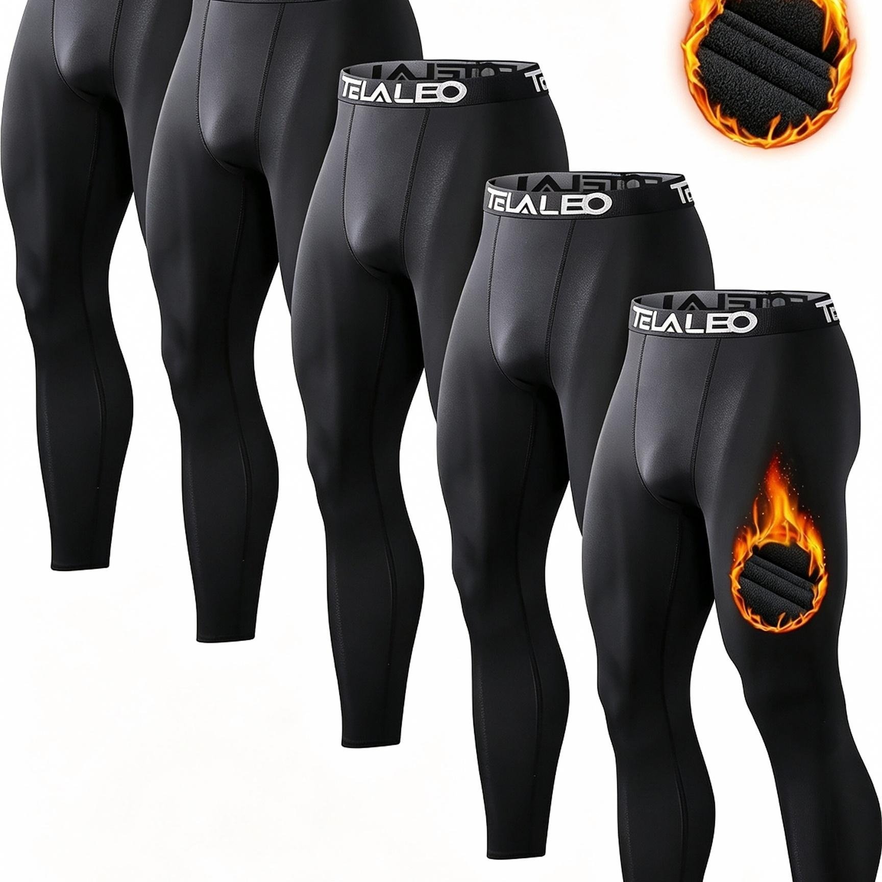 TEMU 5pcs Men's Compression Leggings, Professional Fitness Tights, -tight Gym Pants For Skating, Skiing, Winter Sports, Cycling