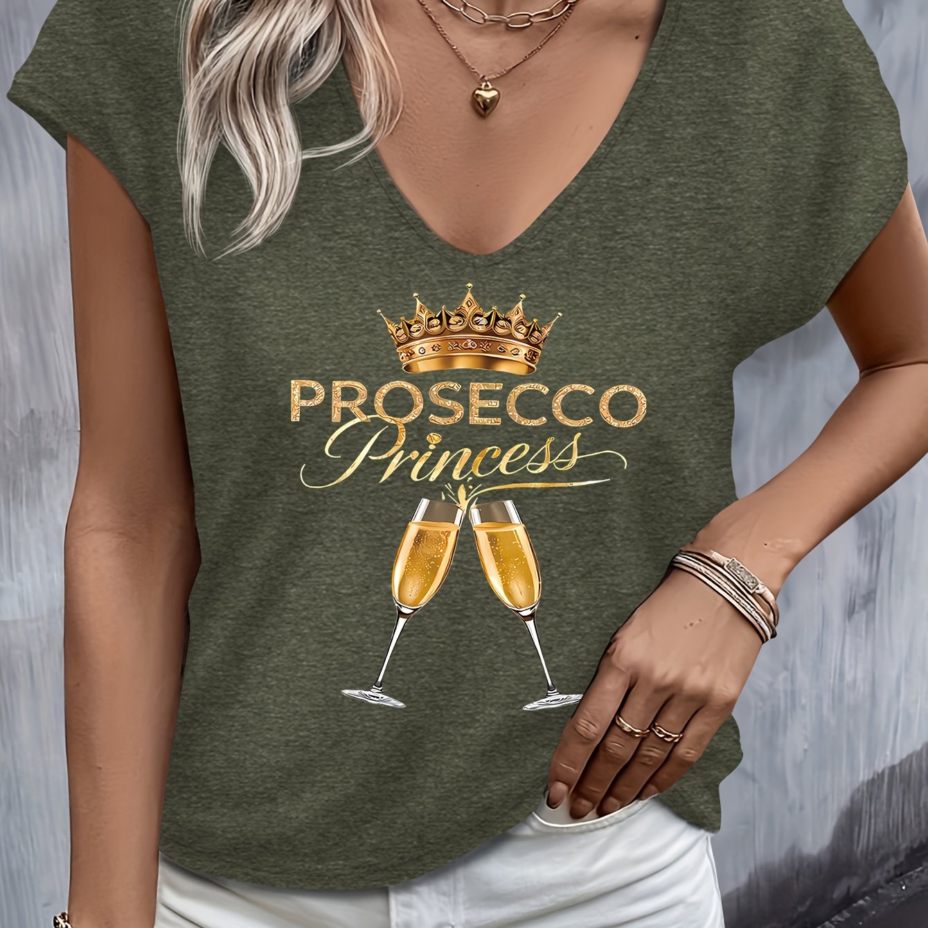 TEMU "prosecco Princess" Features A Crown And Wine Design, A Easy And Versatile Spring And Summer Outfit For Women, Perfect For Vacation And Casual