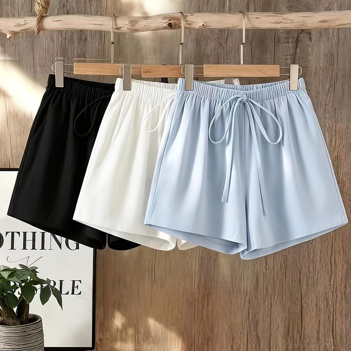 TEMU Plus Size - 3pcs Women's Short Shorts, , Western Style. Lightweight, High-waist, Stretchy Waistband And Wide-leg Shorts Are Perfect For Summer,