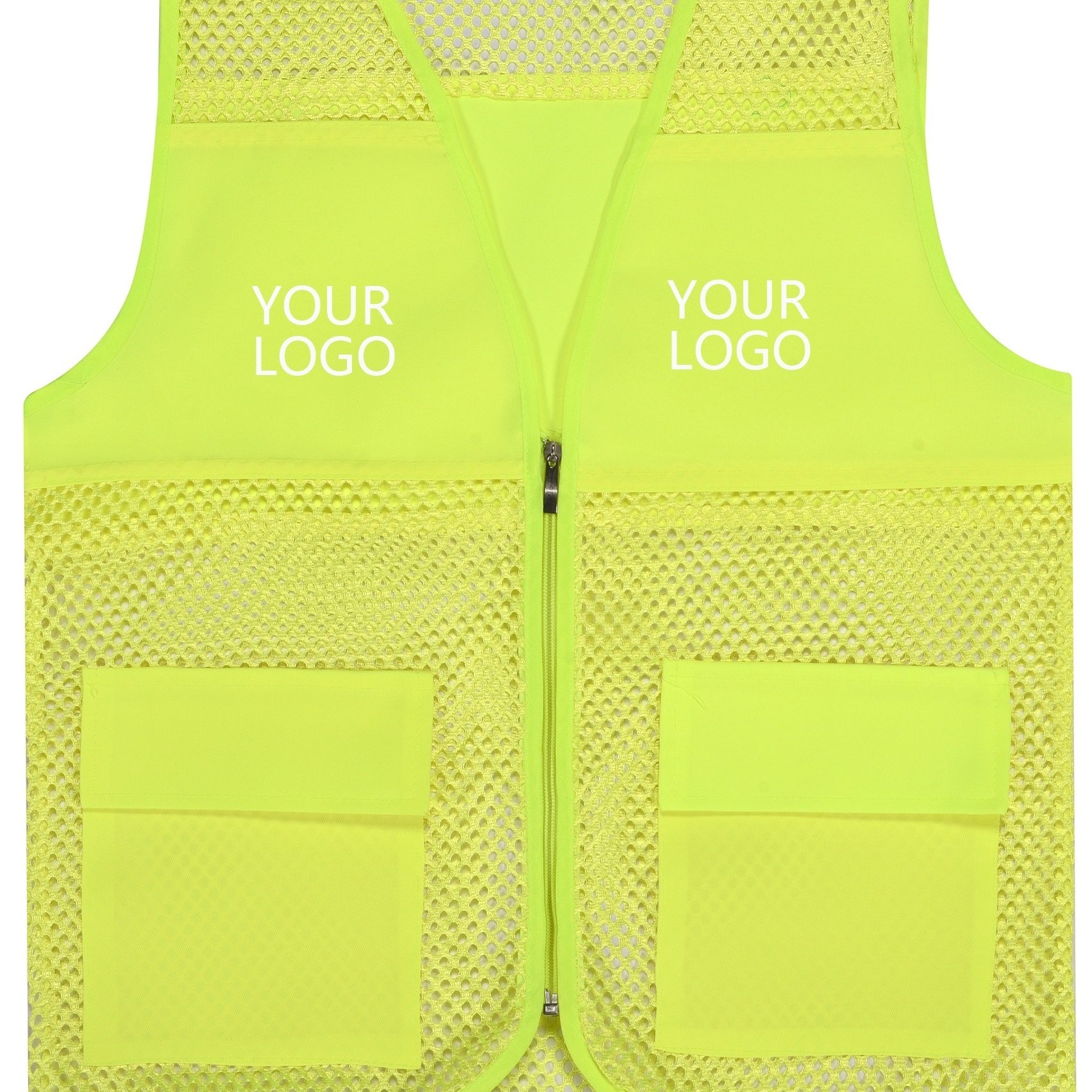 TEMU Custom Logo-printed Work Vest, Volunteer Mesh Vest With Printed Text For Company Events, Team Building, And Promotional Use