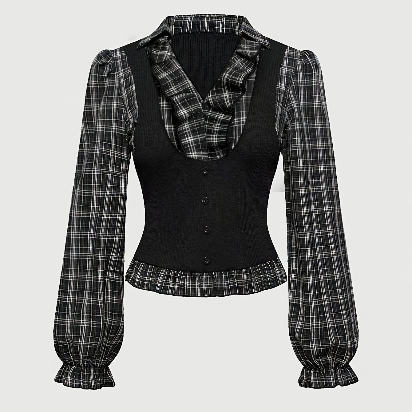 TEMU Robe Gothique Automne Femme à l' Gothique Patchwork Chemise Femme Manches Longues