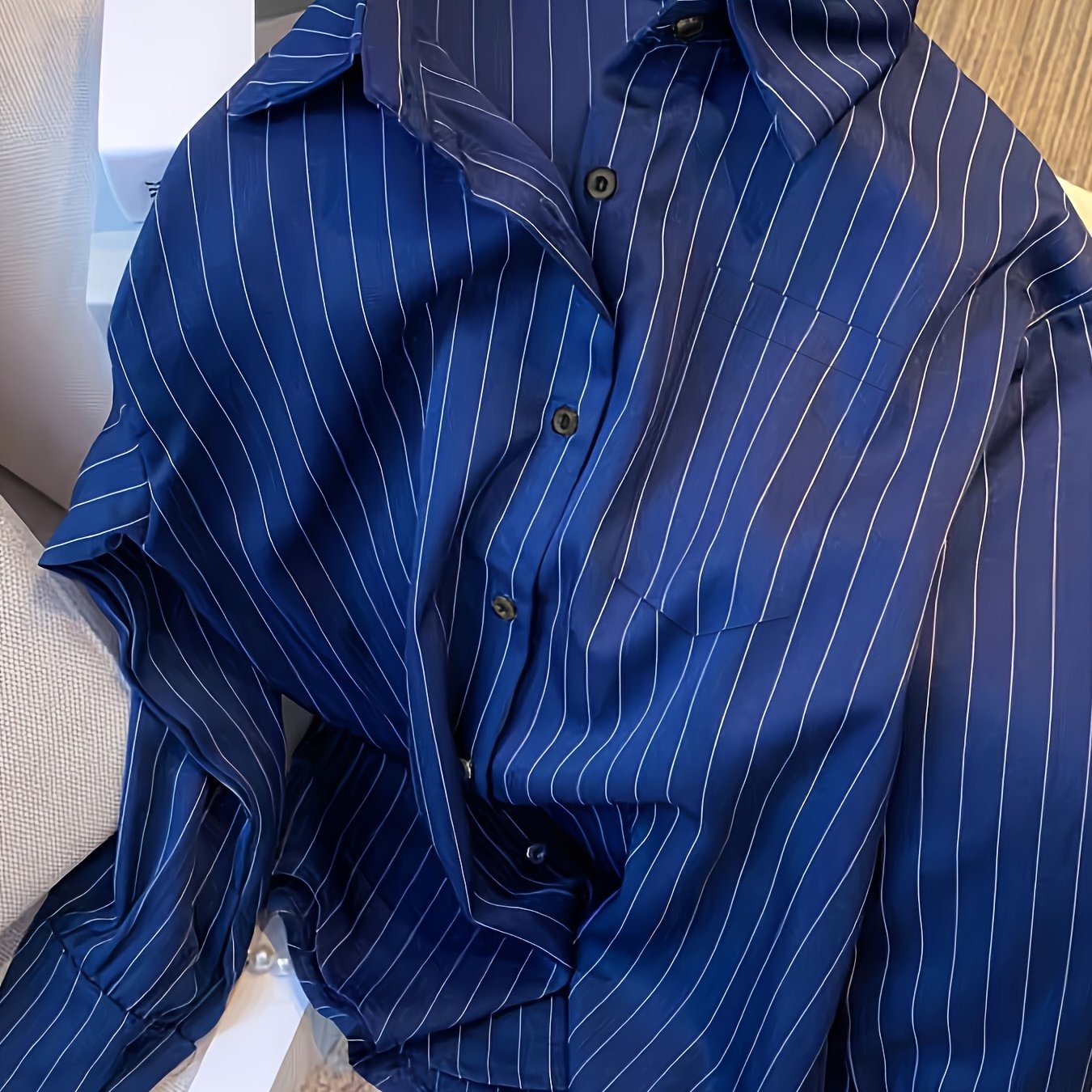 Women's Striped Shirt, Spring New Arrival, Elegant Versatile Long Sleeve Blouse, Niche Outerwear, Thin Lapel Top