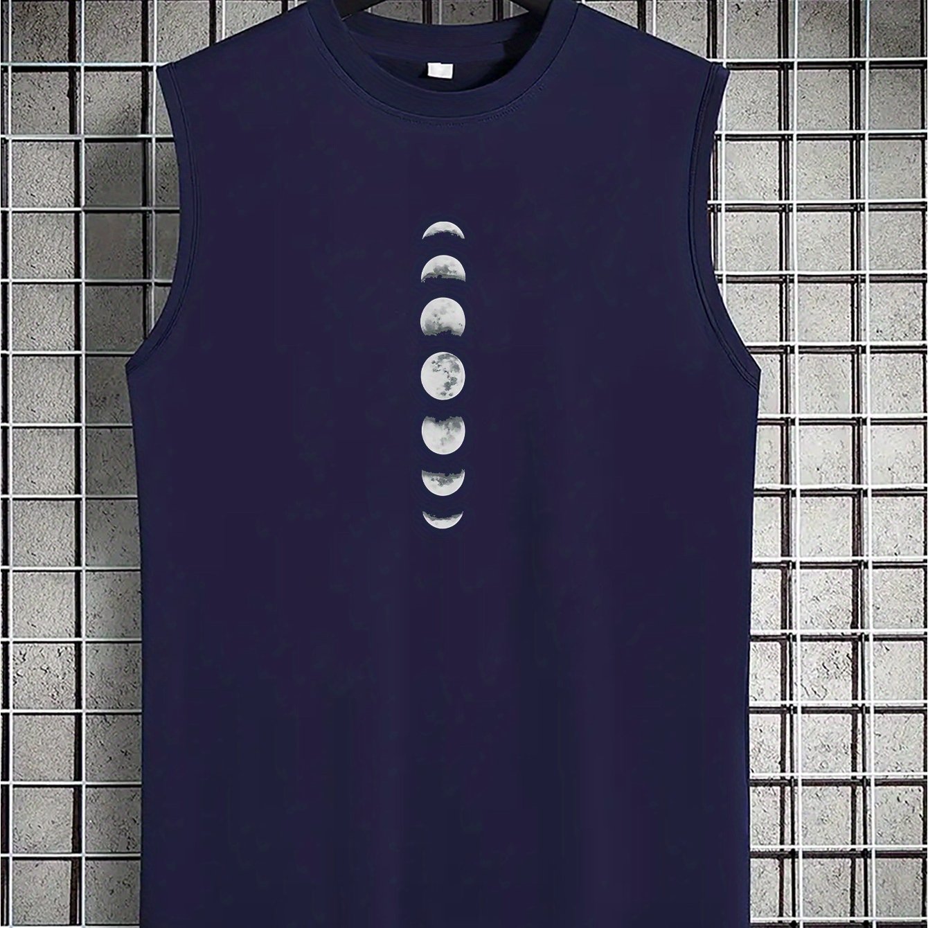 TEMU Spring Summer Vest Trendy Brand Print Men's Youth Spring Summer Round Neck Fashion Casual Versatile Top