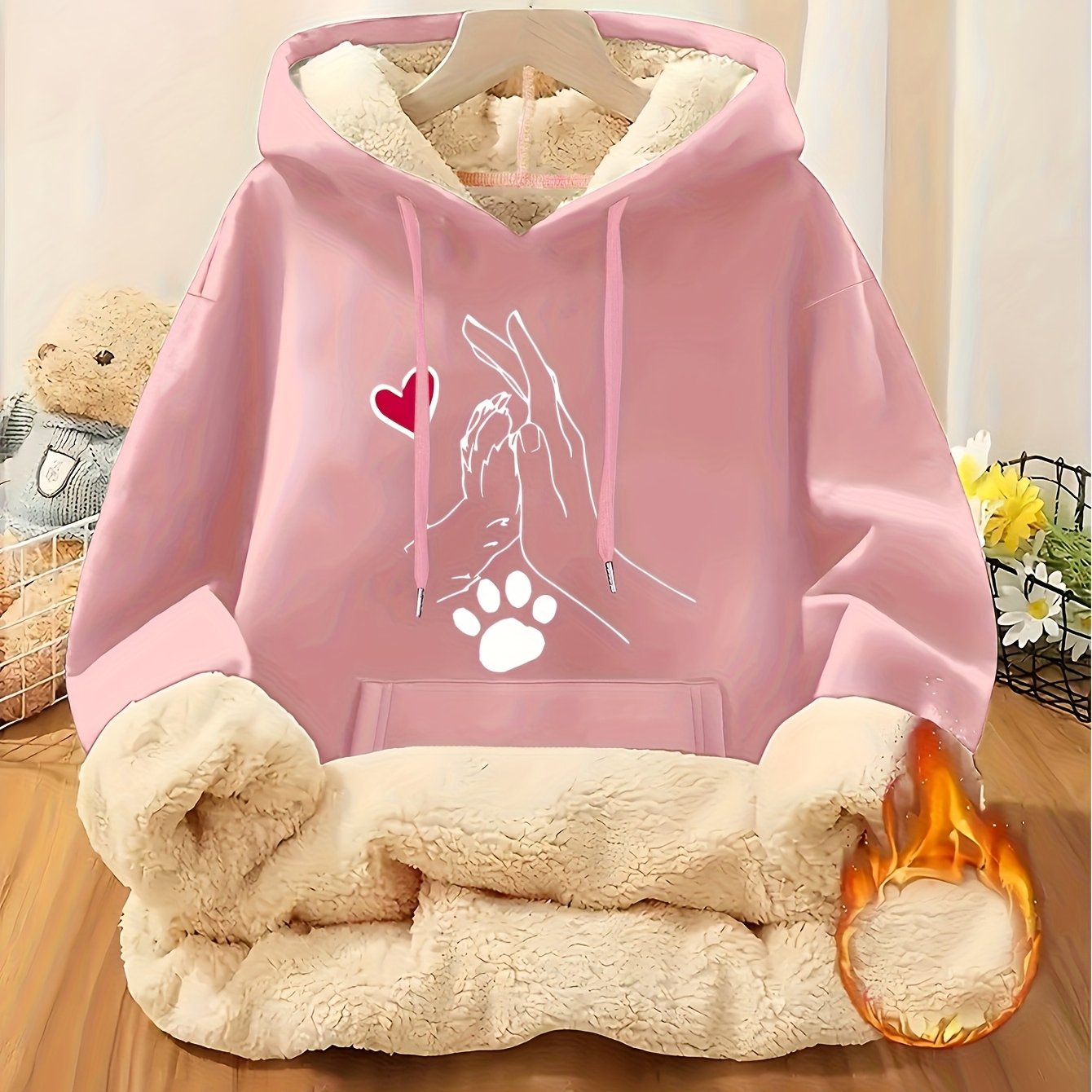 TEMU New Autumn/ Winter Women's Thickened Hooded Sweater, Suitable For Spring, Autumn And Winter. New Women's Casual Versatile Retro Round Thickened