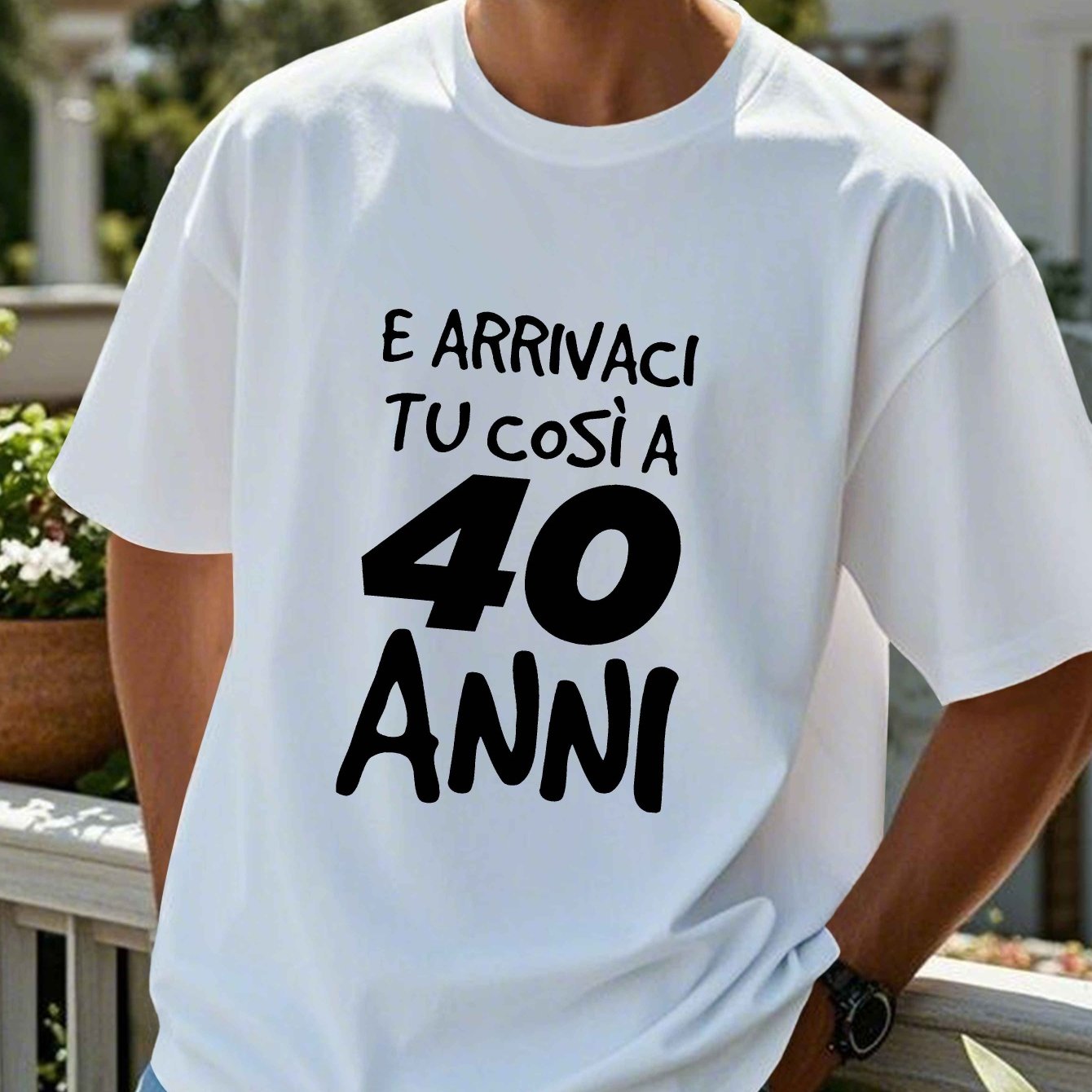 TEMU Men's Short-sleeve Summer T-shirt For A 40th Birthday Celebration