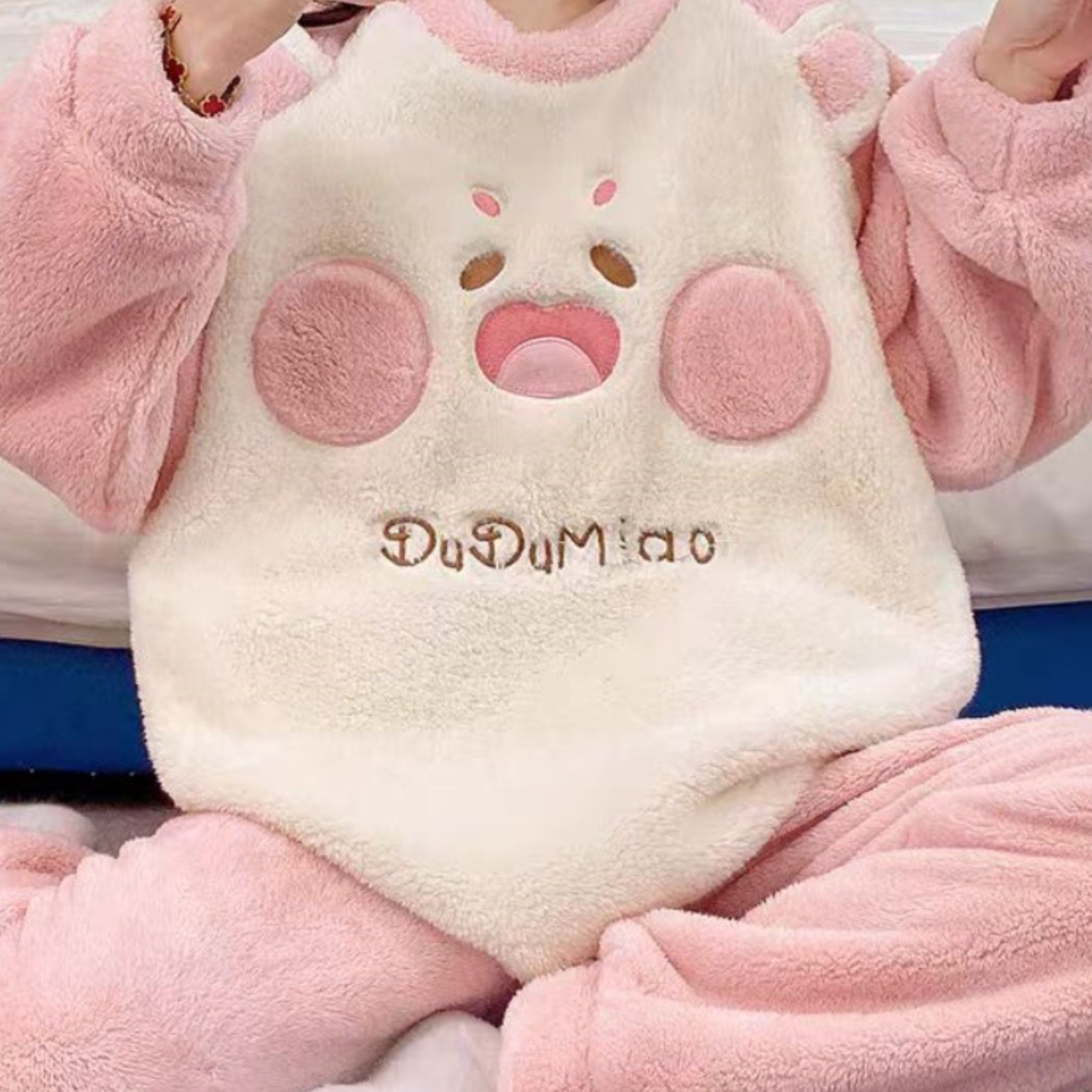 TEMU ユース冬用暖かいパジャマセット、かわいいキャラクター柄カジュアルホームウェアセット、ティーンエイジャー向け