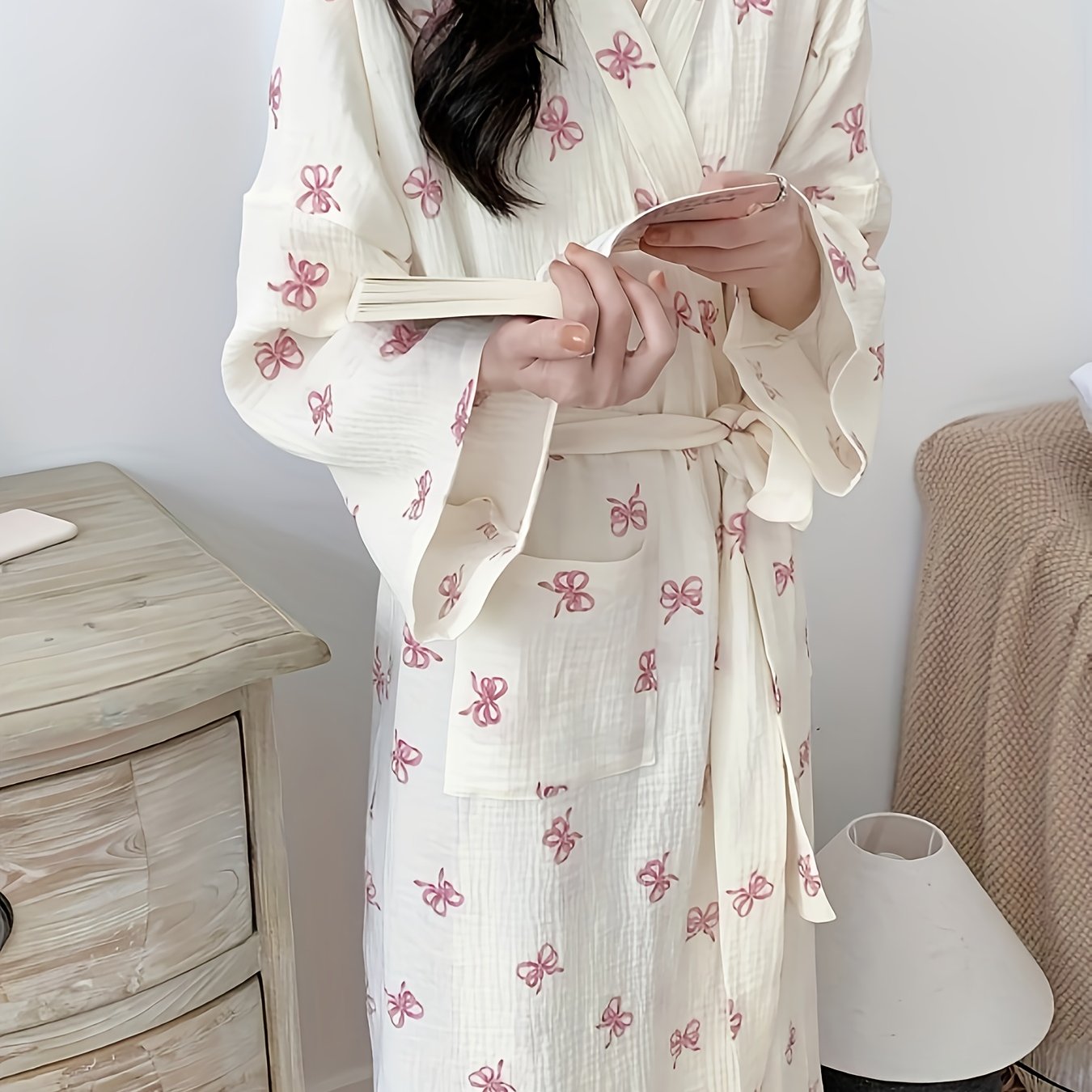TEMU 새로운 잠옷 여성 봄/가을 한국 스타일 편안한 캐주얼 로즈리 포근한 핑크색 캐주얼 루즈핏 홈웨어 잠옷