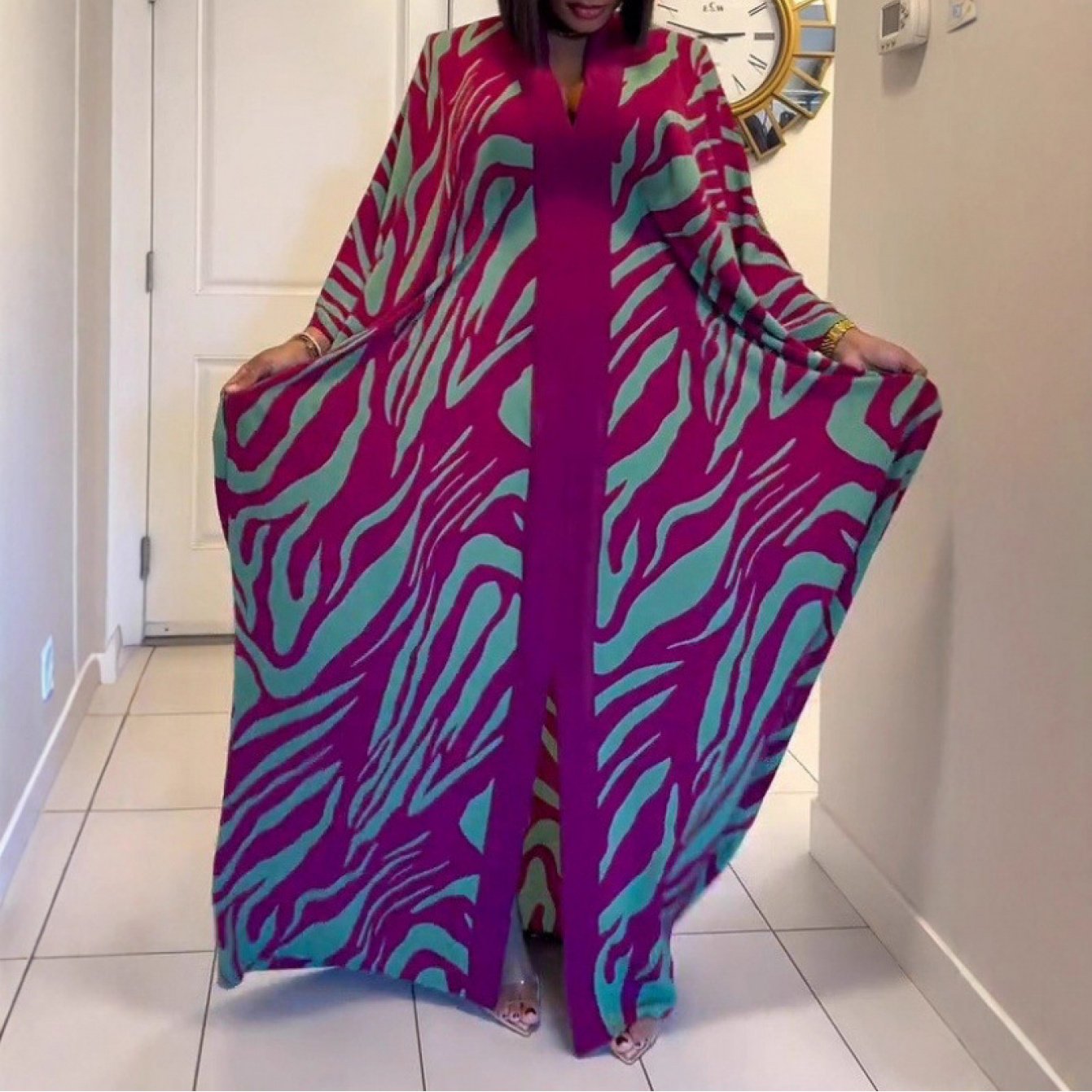 Image of Middle East Dubai 2026 New Vacation Beach Shawl Cardigan 3d Casual Long Robe Women's Clothing