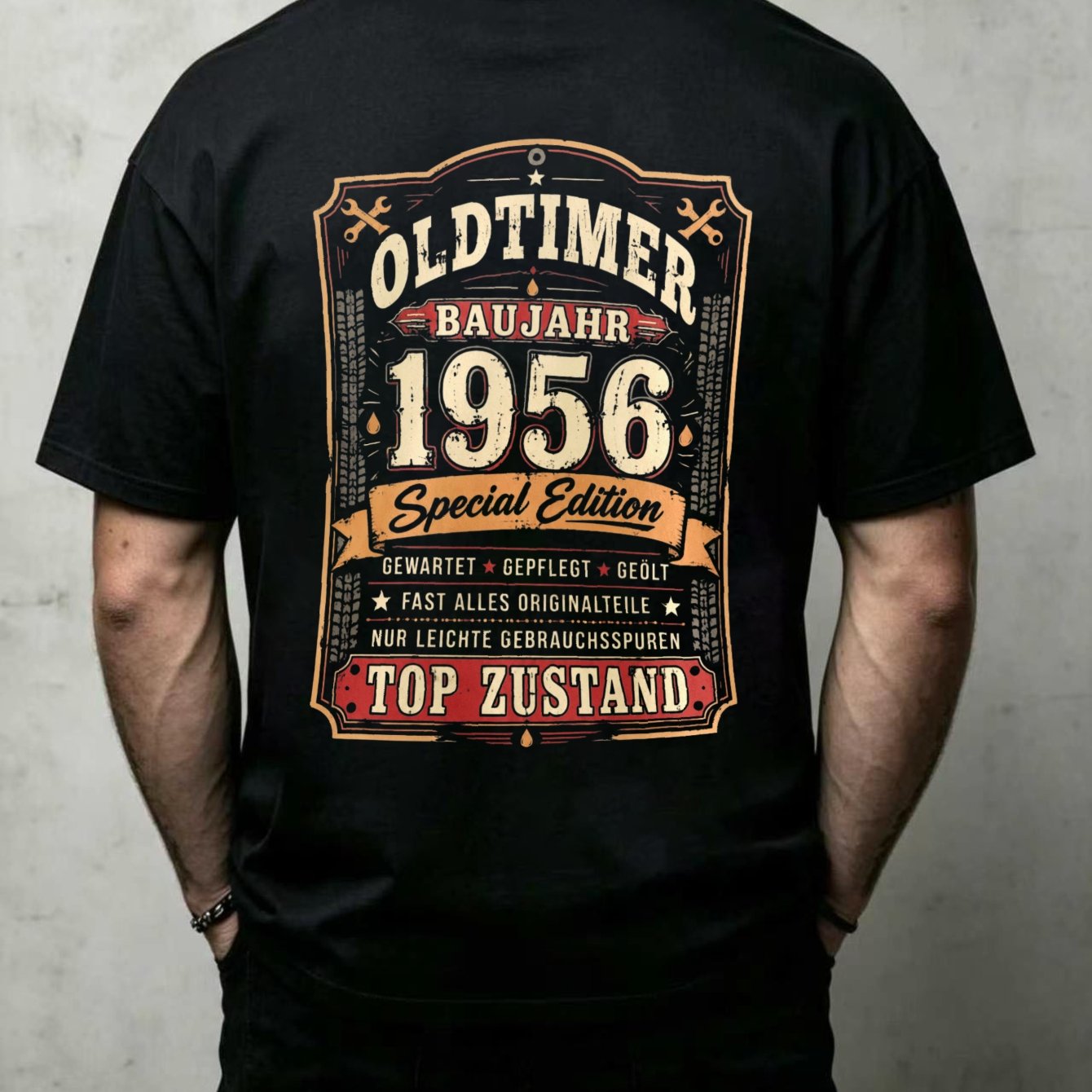 Image of Vintage German Text Classic Car 1956 Garage Sign Old Birthday Gift T-shirt For Men 70th Birthday Tee For Dad Grandpt-shirt