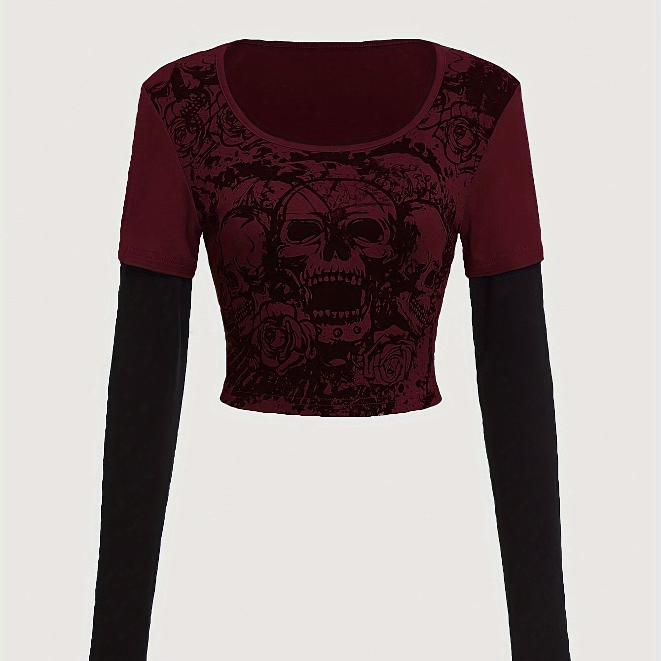 Women's Printed Round Neck Long Sleeve T-shirt Top