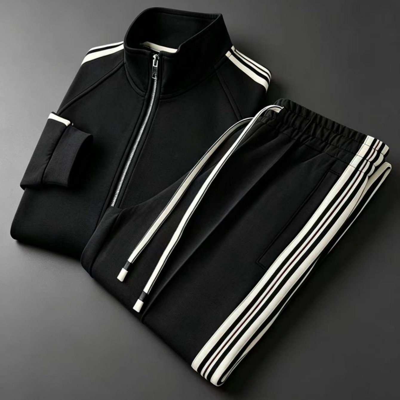 2pcs Set: Men's Casual Sportswear - Jacket + Drawstring Pants (multiple Colors ), Plus Size