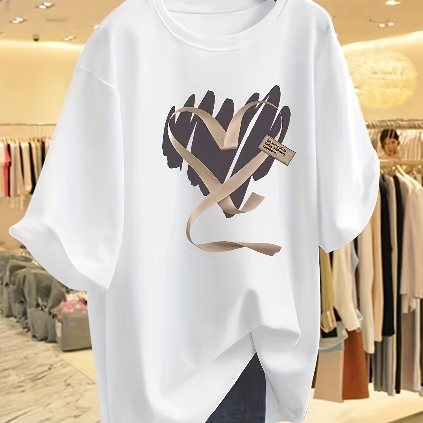 Short-sleeved T-shirt For Women In Summer Oversize Loose Casual Versatile Love Printed Tops Ins