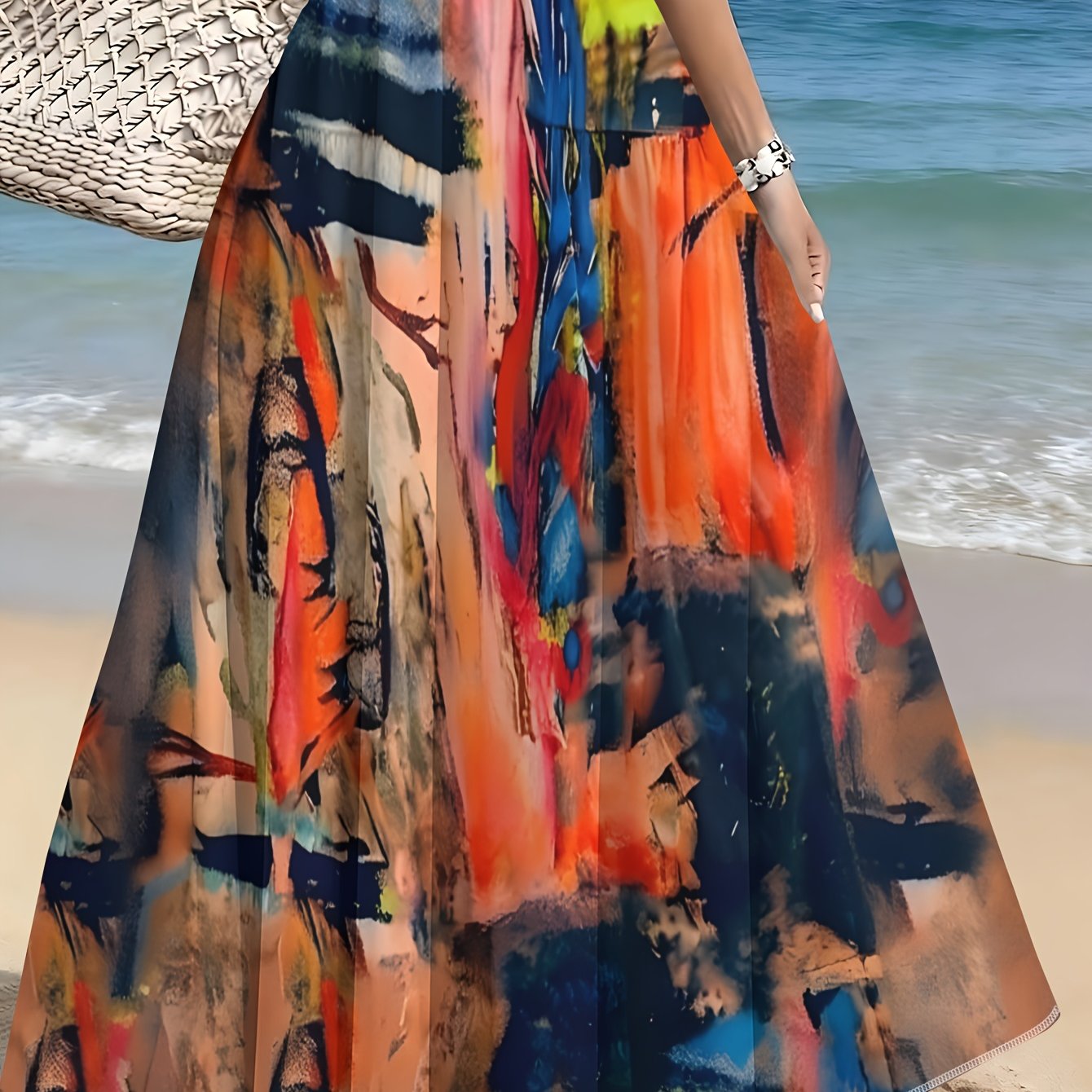 TEMU Abstract Print Skirt, Summer Casual