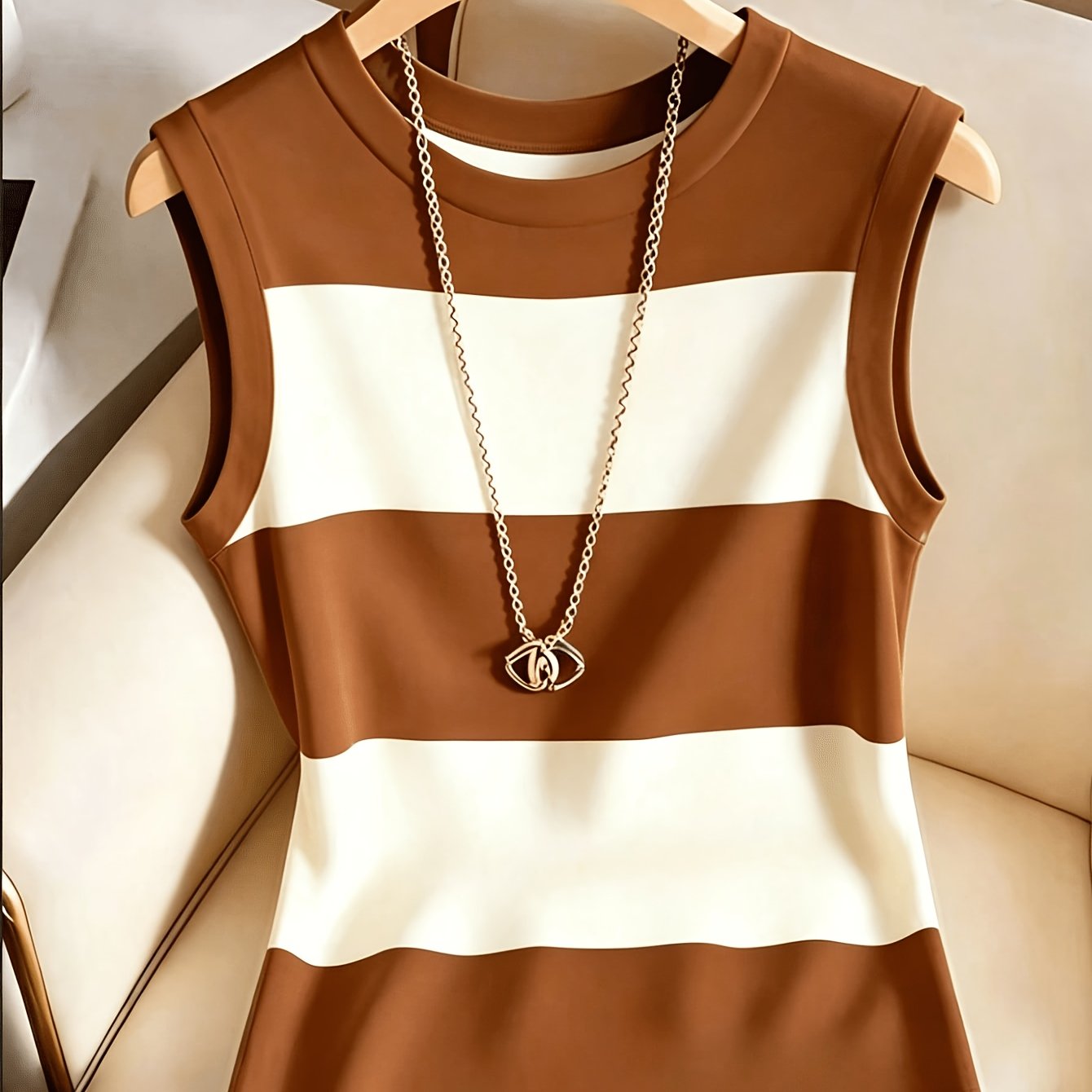 TEMU Ladies Block Sleeveless Printed T-shirt