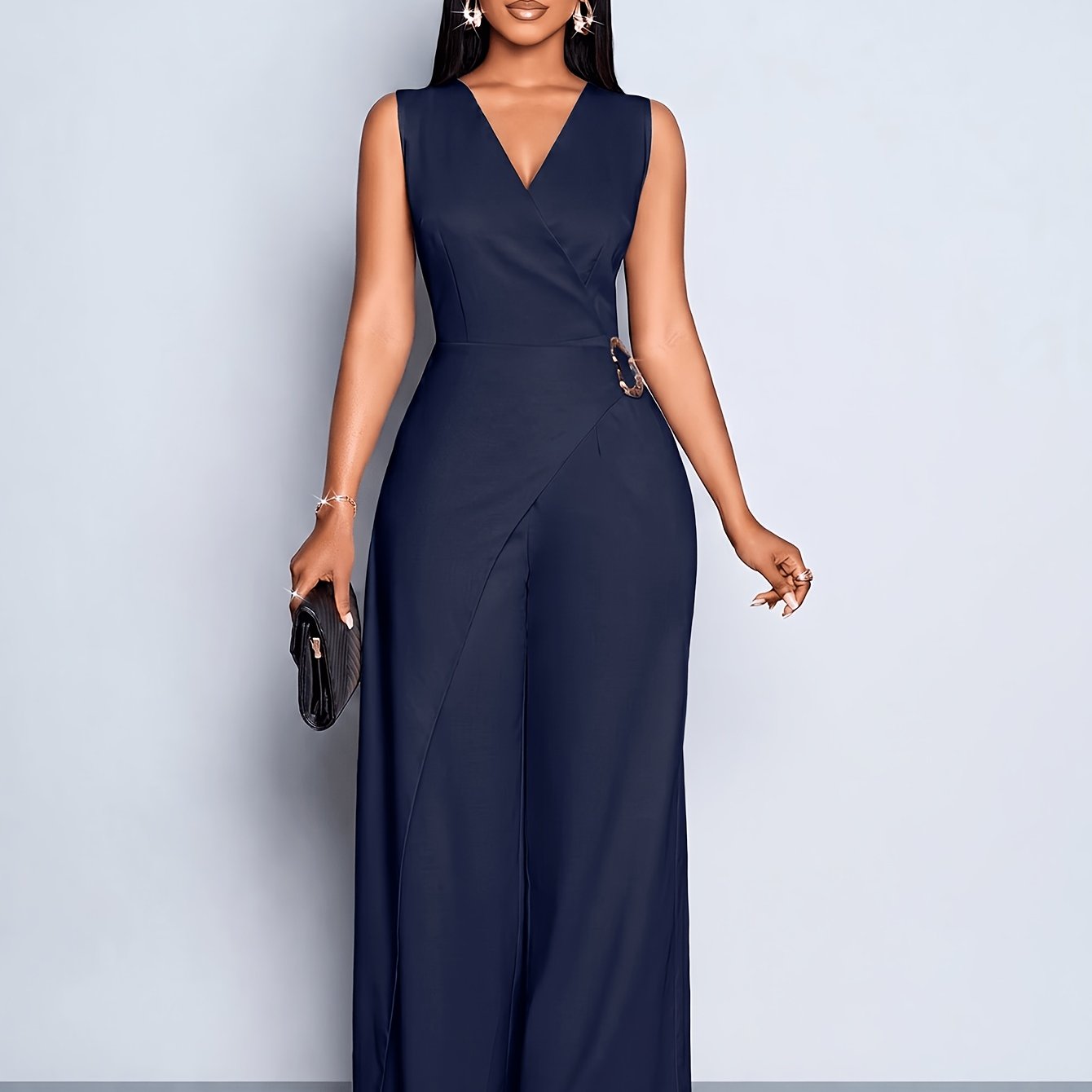 TEMU Combinaison manches décontractée et pour femme, tenue de bureau décontractée d', tenue de bureau de style simple pour femme