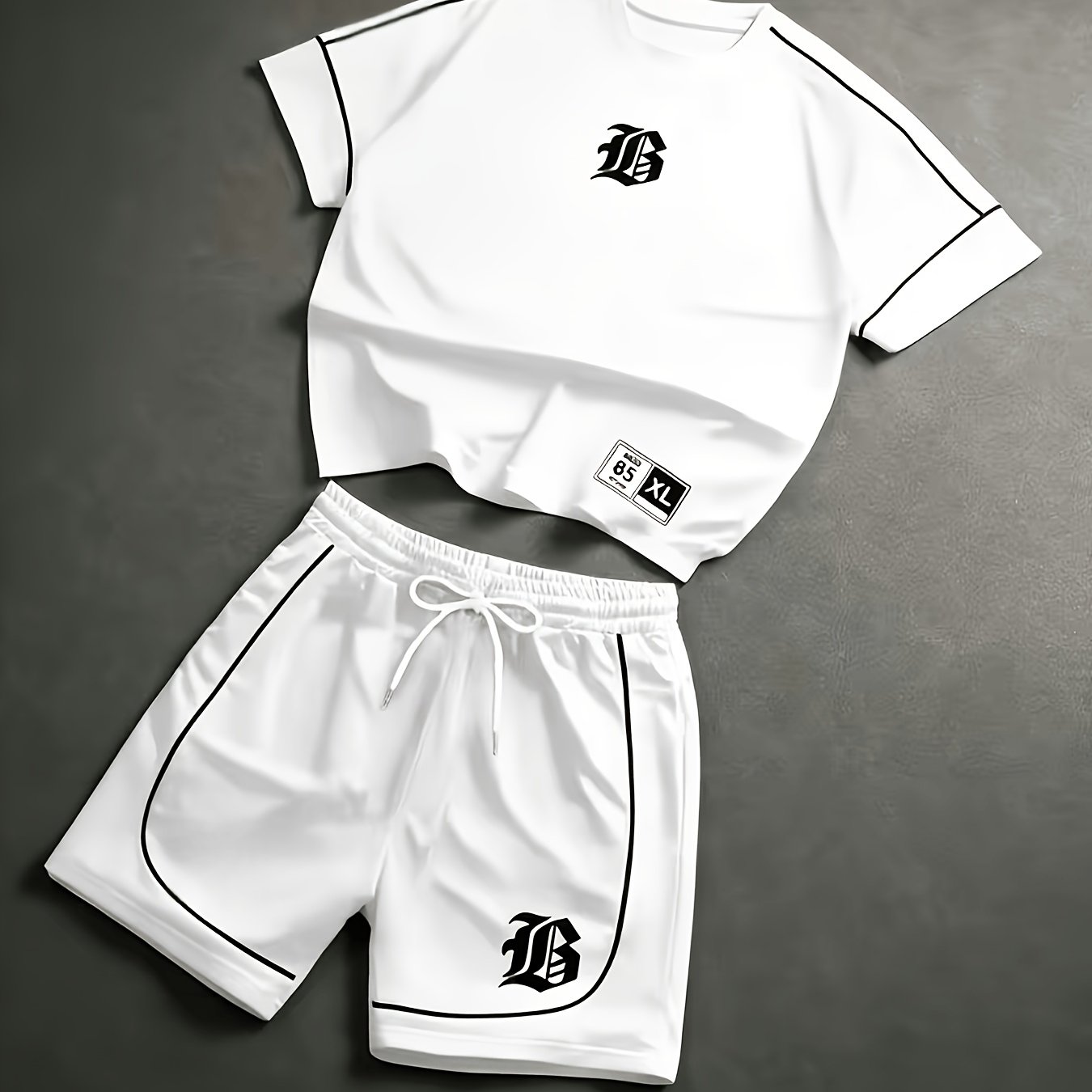 TEMU Men's Casual Suit - Outdoor Sports Fashion Short-sleeve T-shirt And Shorts Set - Casual Athletic Wear, Individual Style, Suitable For And