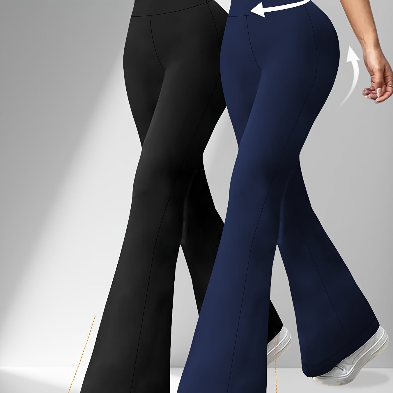 E-shop 2er Pack Damen Superweiche High-Waist Schlaghosen mit Bauchkontrolle, Durchsichtigkeitsfreie Yoga- Laufhose