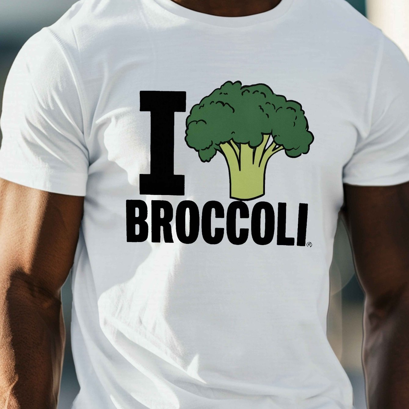 TEMU I Love Broccoli" Men's T-shirt - Casual Crew Neck, Short Sleeve, Lightweight & Comfy Summer Tee
