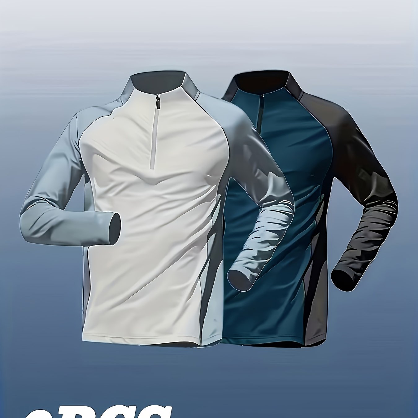 TEMU 's 2pcs Quick-dry Long Sleeve Sports T-shirts – Moisture-wicking, Breathable Half-zip Shirts For Running And Outdoor Activities