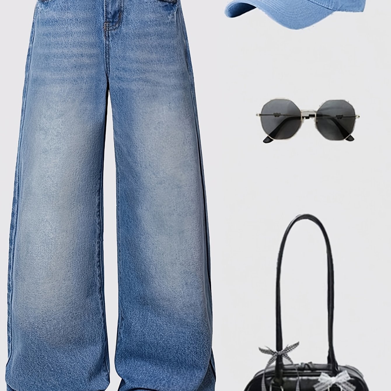 Girls Denim Pants New Style Wide Leg Jeans Loose Casual Long Pants For Kids Children Clothing School Outfit With Local Warehouse