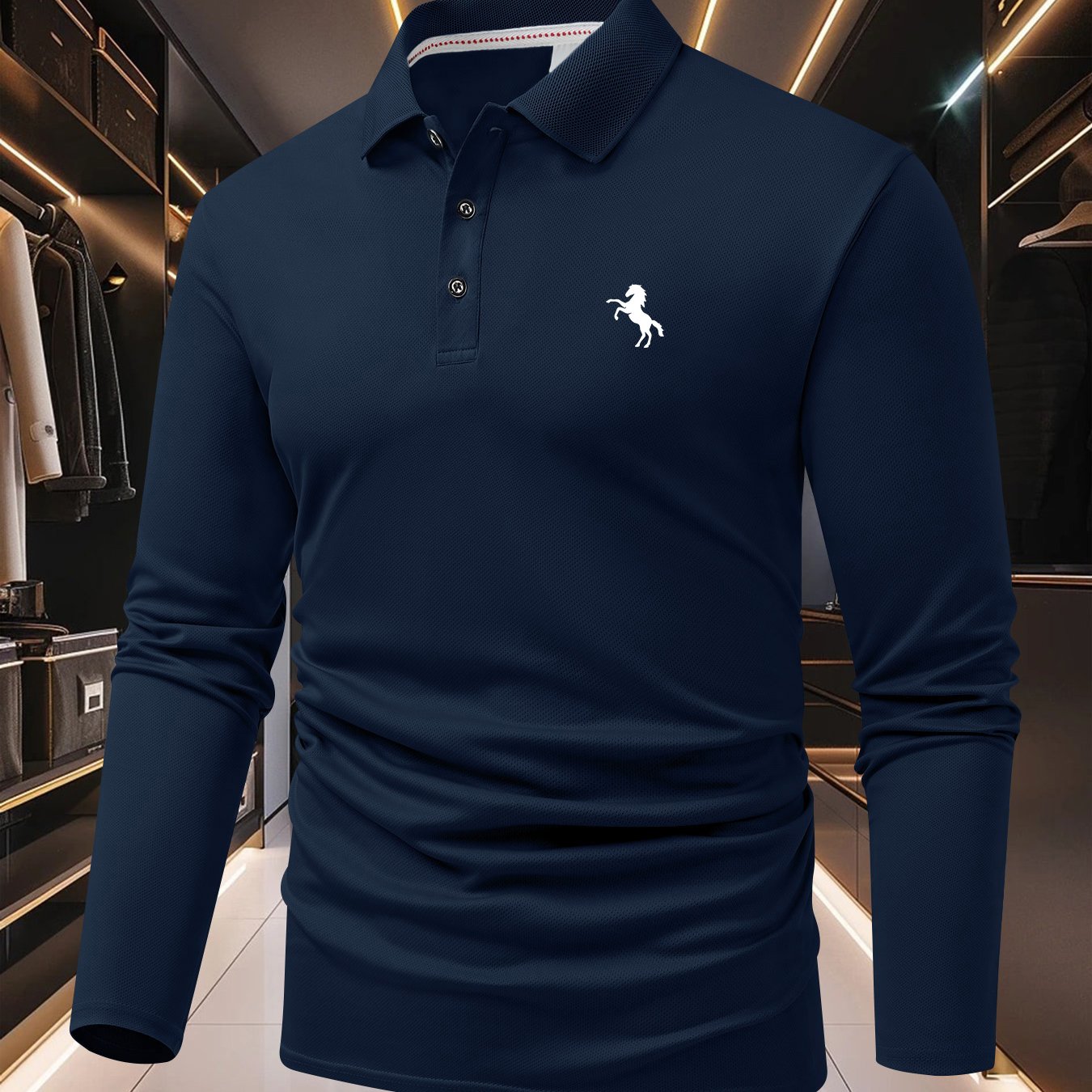 TEMU Men's Shirt, Long Sleeve Casual Lapel Comfortable Top, Geometric Print, Holiday Party, Outdoor Sports, Golf