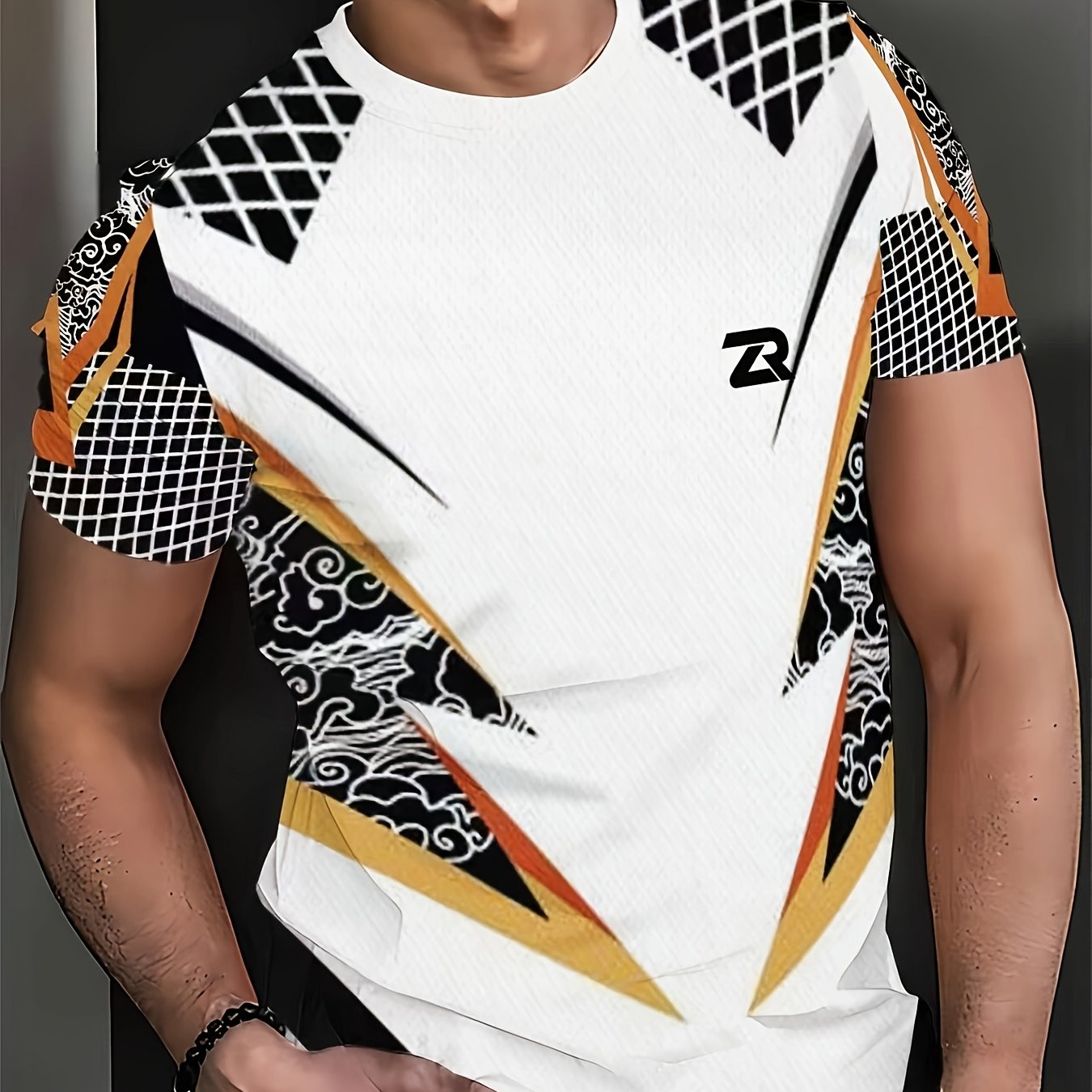 TEMU Trendy Brand Men's 3d T-shirt, Round Neck Short Sleeve Summer New Style, Fashionable Individual Street Style, Breathable Comfortable Quick-dry