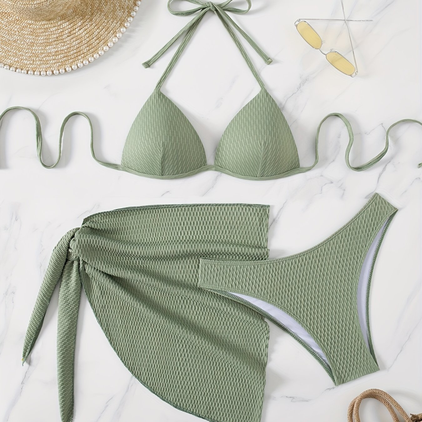 E-shop Damens Bikini·Harte Cup Dreiteiliger Badeanzug