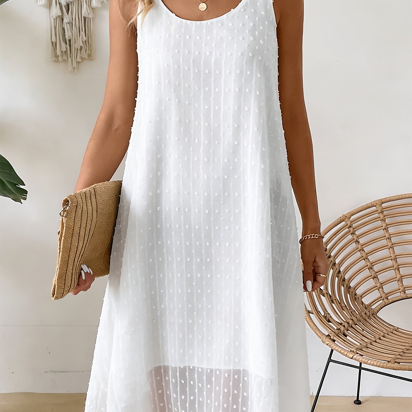 TEMU Plus Size - Französischer Gentle Style Samt Polka Dot Kleid, U-Ausschnitt Spitze Trägerlose Locker Fließender Lässiger Temperament Mittellanger