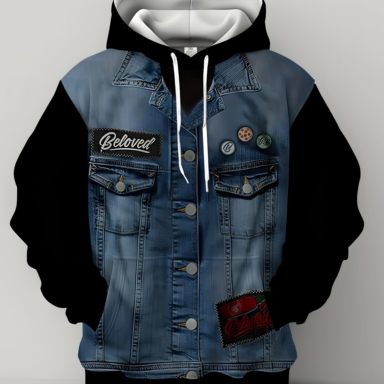 Plus Size Men's Fashion Sweatshirt Soft Drawstring Hoodie