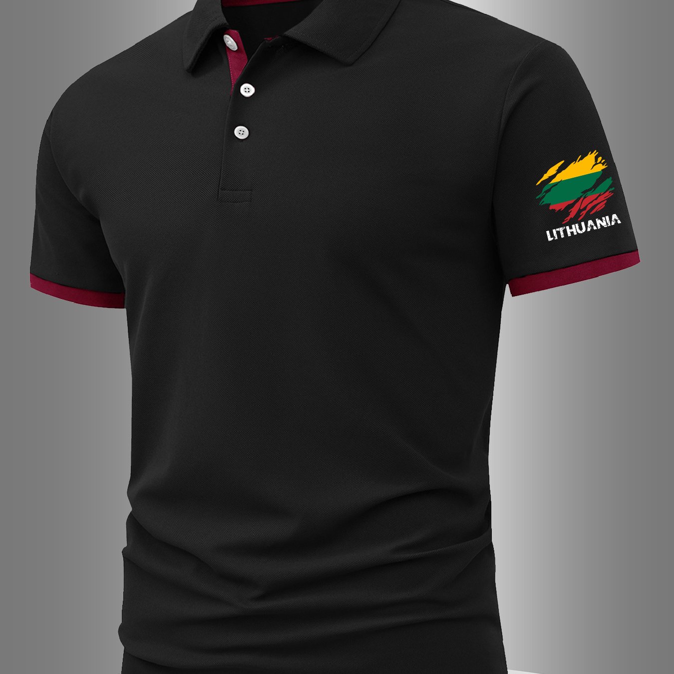 TEMU Men's Shirt With Lithuania Sleeve Graphic, Outdoor, Casual, Daily, Business, Multi-scene, Comfortable Short Sleeve Wear