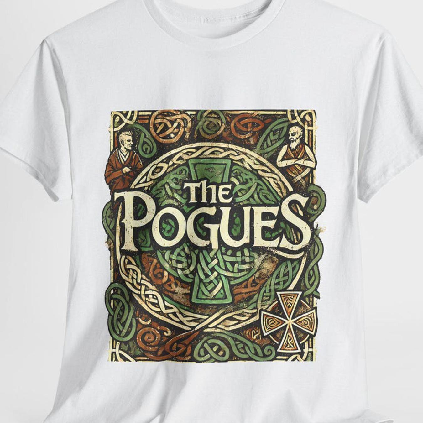 Image of Celtic Revival Style T-shirt | Casual Crew Neck, Stretch Fabric, Regular Fit, Print Pattern