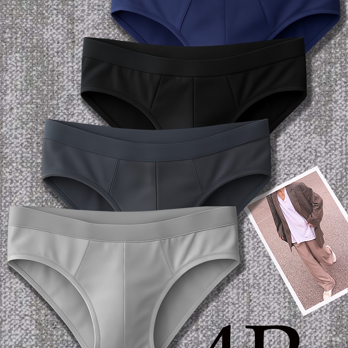 TEMU Brovanic 4pcs Men's Briefs, Each In , Simple Solid Colors, Close-fitting And Comfortable, Elastic Waistband