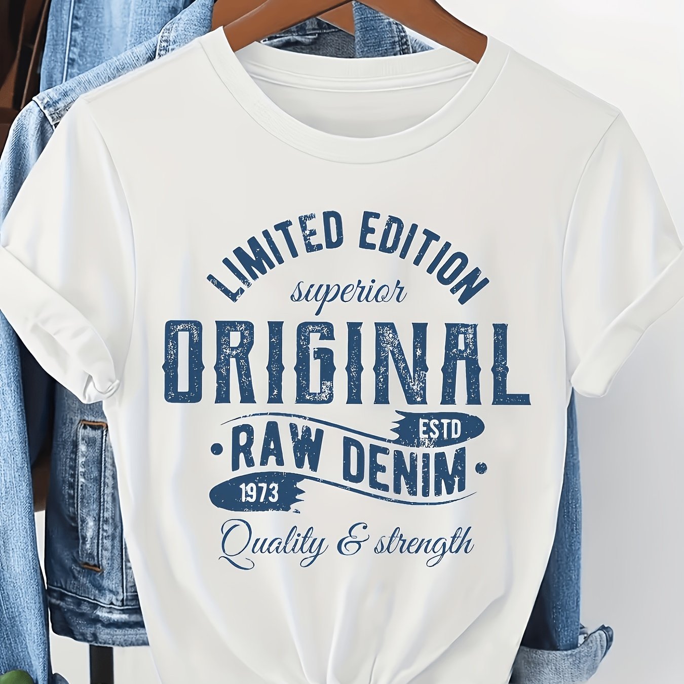 TEMU Retro Style Edition Distressed Print White T-shirt Women's Loose Casual Short-sleeved Summer Daily Wear Essential And Meat-covering Versatile