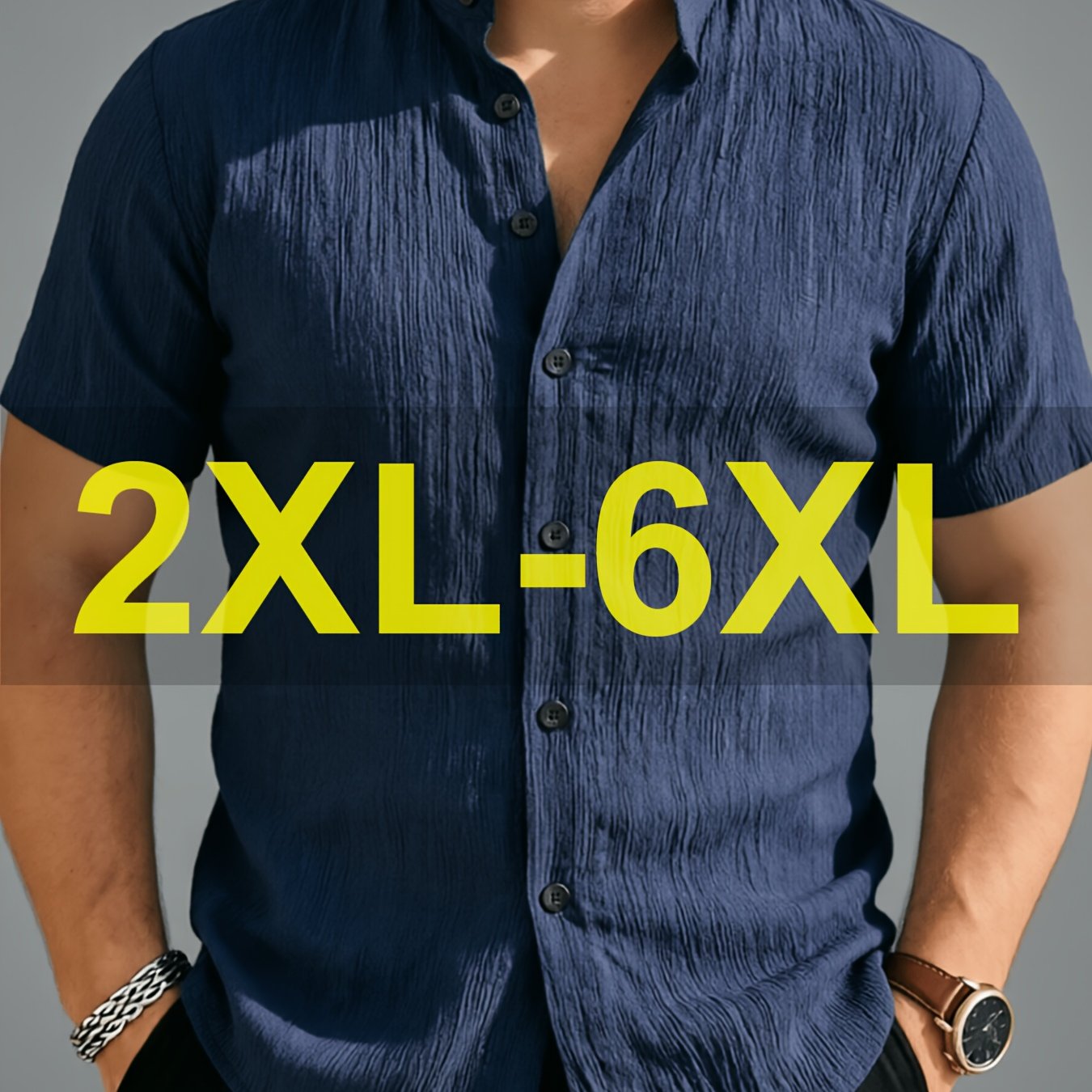 TEMU [Darwin Obm] Chemise d'été grande taille pour hommes 2XL-6XL. Chemise d'été grande taille pour hommes, T-shirt Henley à col montant - Légère,