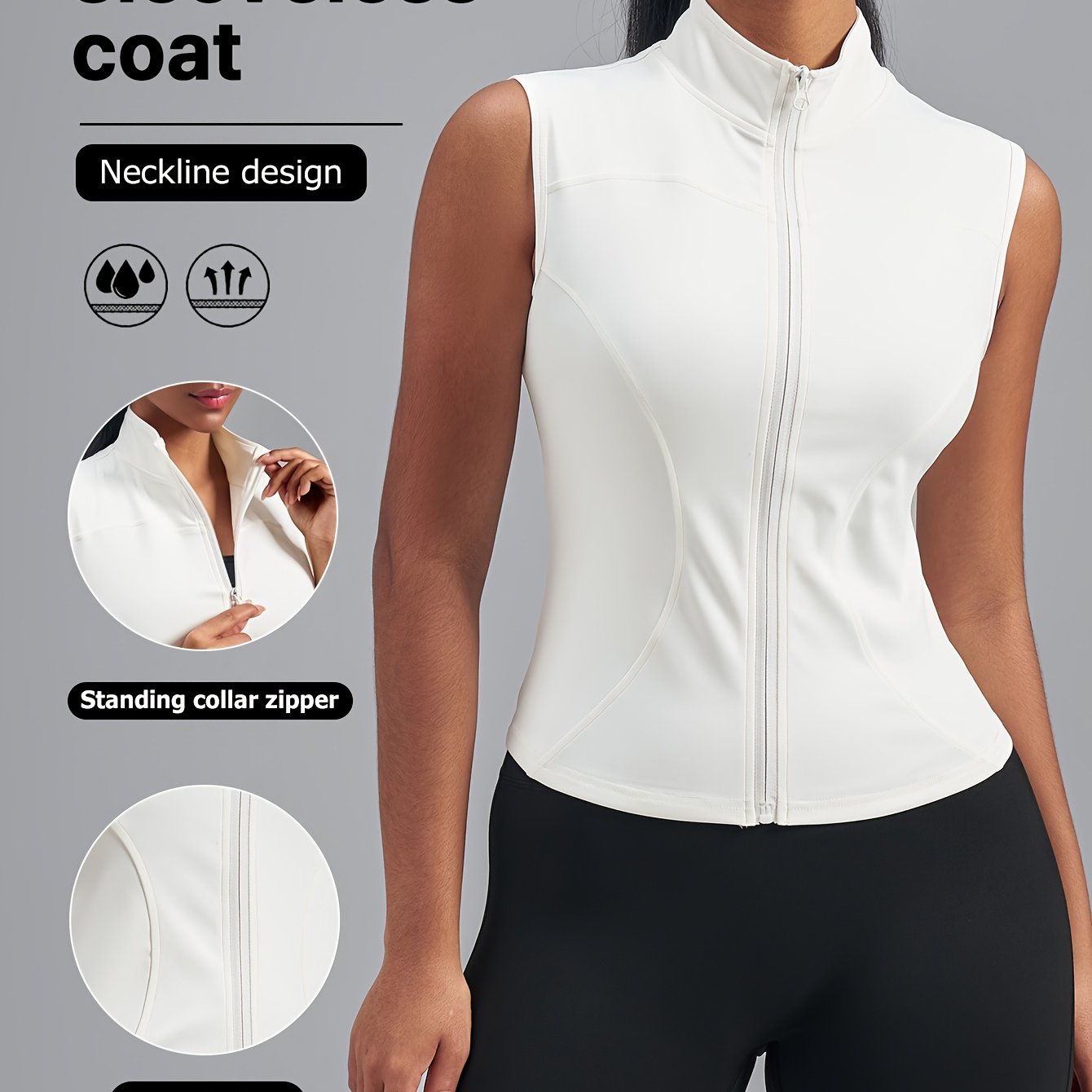 E-shop Ärmellose Damen Sportjacke, schlankes Design, atmungsaktiv und bequem, Yoga Fitness Jacke, geeignet für Laufen und Radfahren