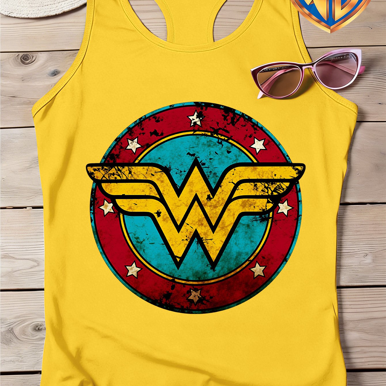 TEMU Bros. Licencia Original - Nueva Camiseta de Tirantes con Espalda de Nadador para Mujer /Verano, con Estampado (Logotipo Retro Desgastado de ),