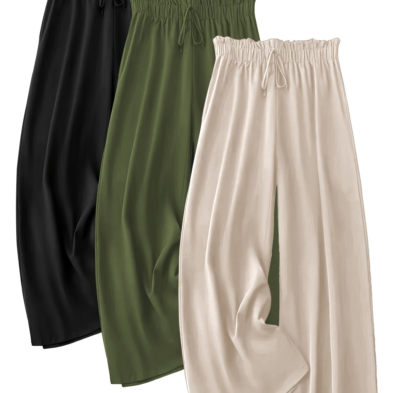 E-shop Plus Size - Plus Size - Plus Size Damen 3-teiliges Set Plus Size Frühling, Sommer und Herbst Einfarbig Gerades Bein Lange Locker Bequem Elegante