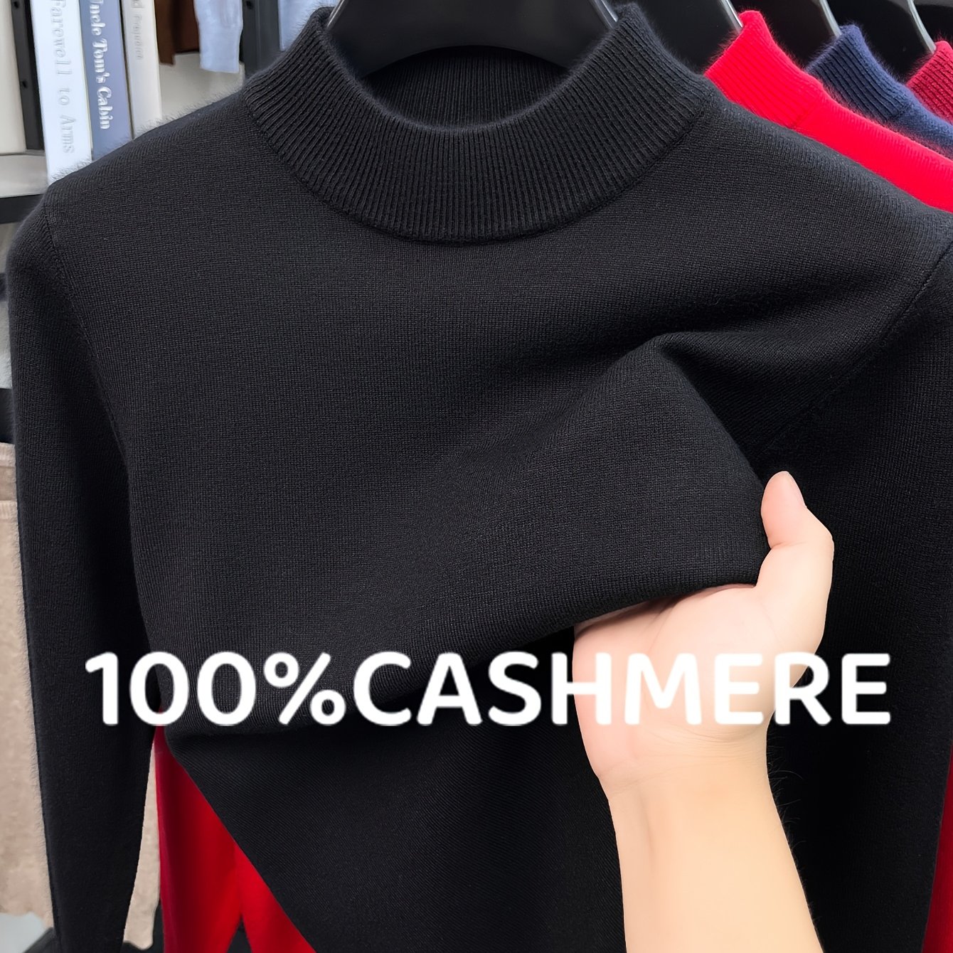 TEMU 2026 Neue Kollektion 100% Kaschmir Pullover Strickware Unterhemd Weich und Bequem Herren Kaschmir Strickpullover für Freizeit Herbst - Winter