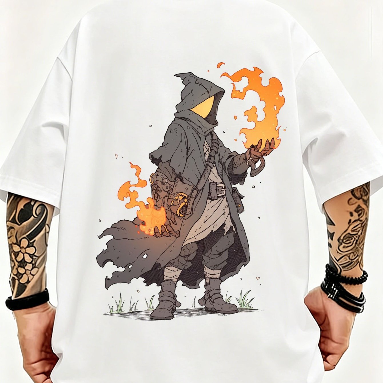 'hooded Graphic T-shirt Men | | Wizard Oversized Summer Top | Loose Fit Casual Shirt'