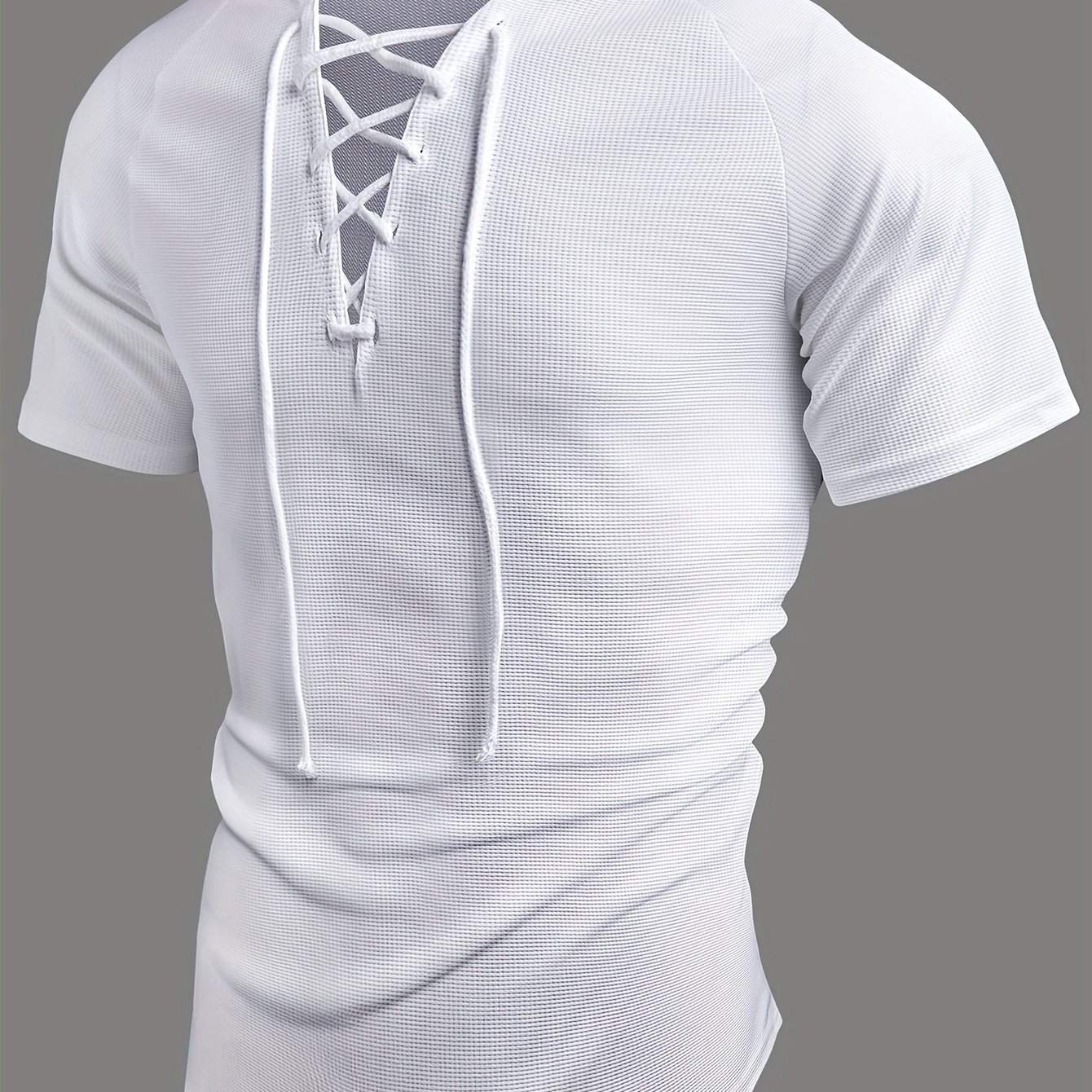 E-shop Herren Western Top, Sommer Freizeit Einfarbig V-Ausschnitt Kurzarm Henley Shirt